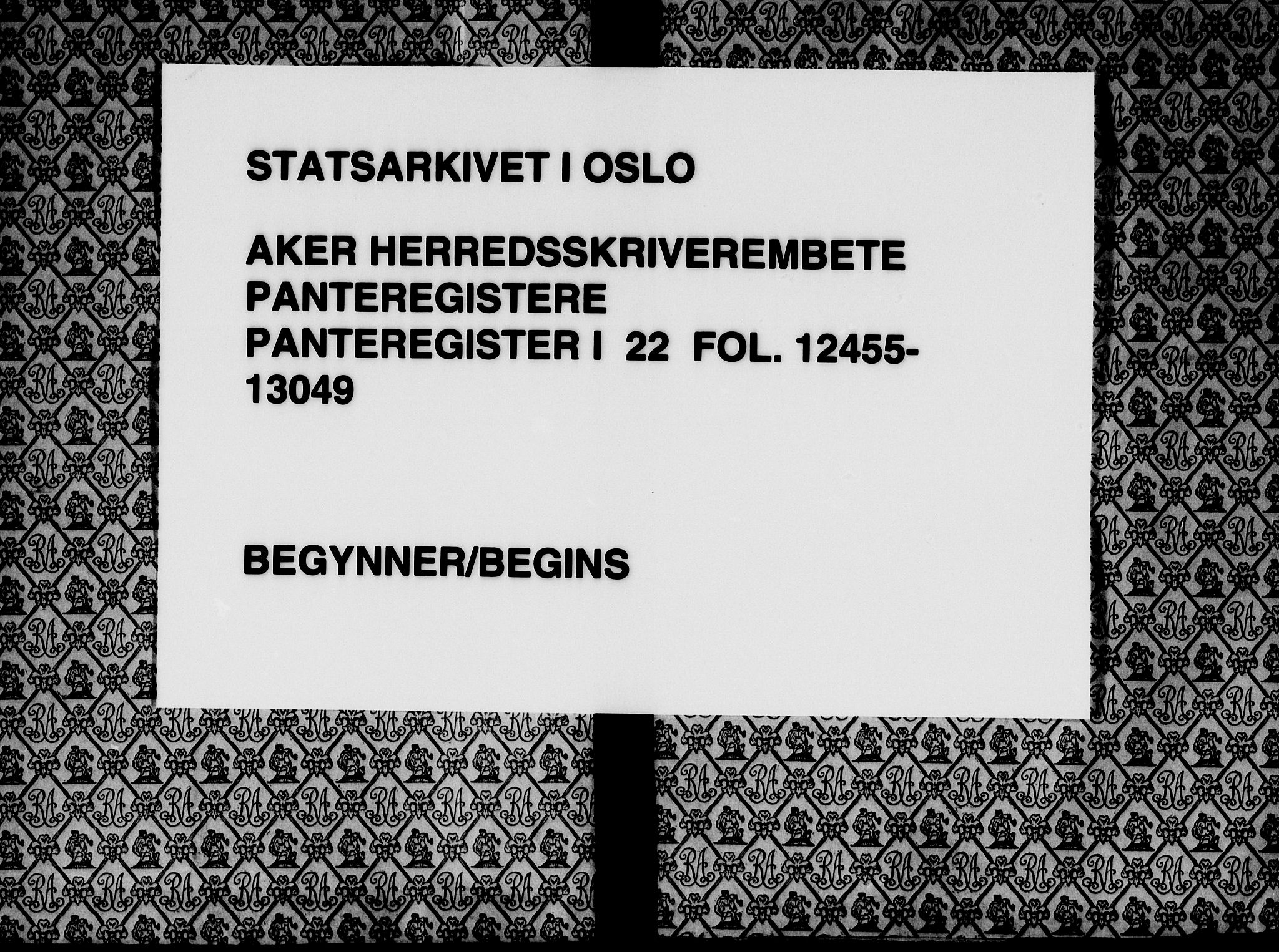 Aker herredsskriveri, SAO/A-10896/G/Ga/Gab/Gaba/L0022: Panteregister nr. I 22, 1892-1950