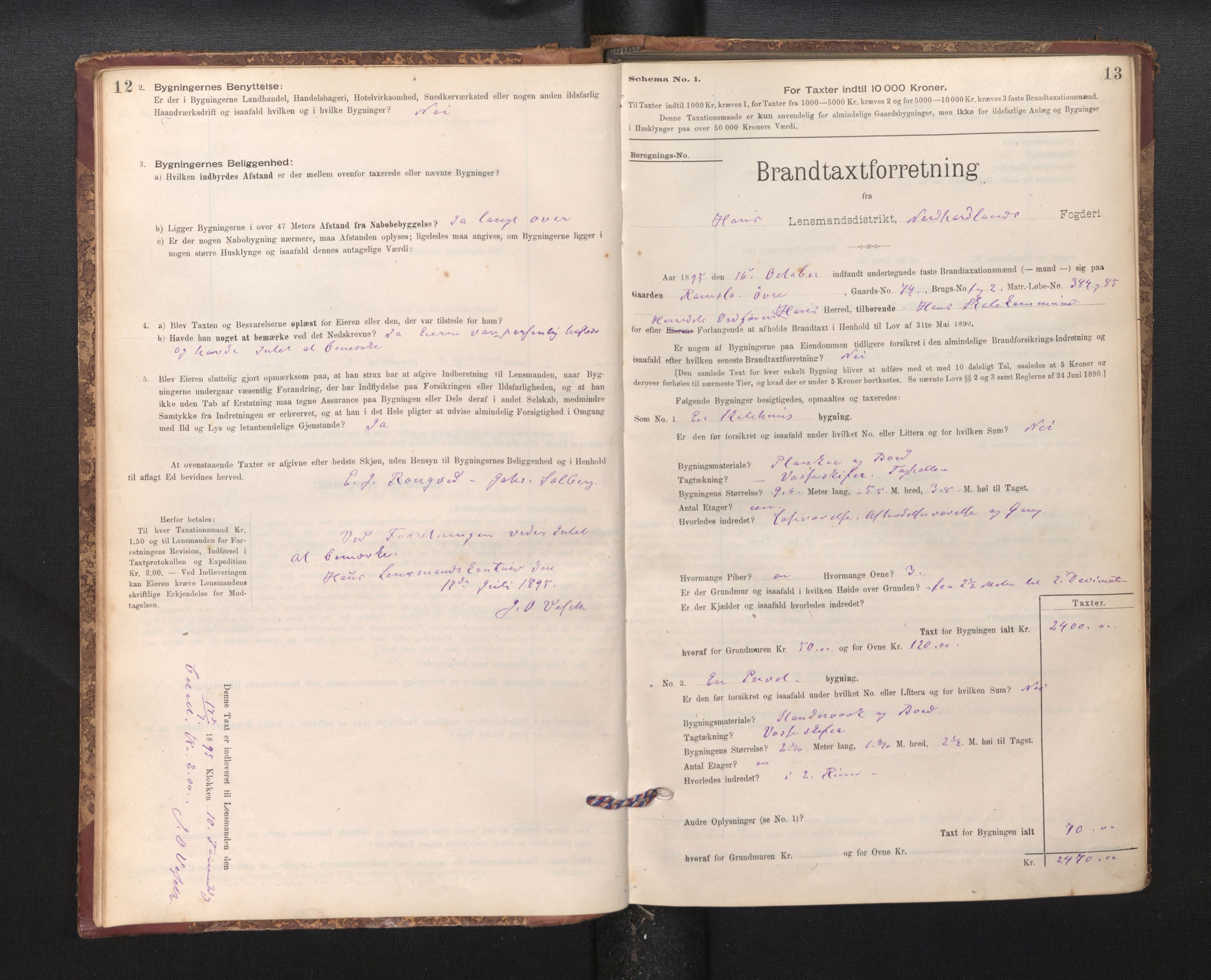 Lensmannen i Haus, SAB/A-32701/0012/L0006: Branntakstprotokoll, skjematakst, 1895-1941, s. 12-13