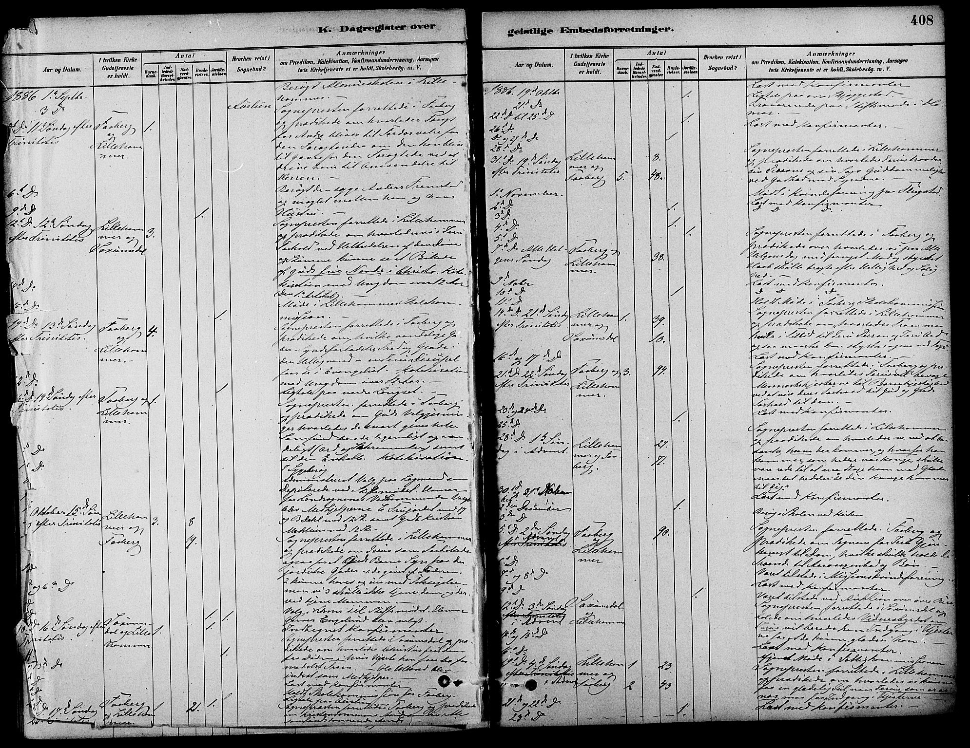 Fåberg prestekontor, AV/SAH-PREST-086/H/Ha/Haa/L0008: Ministerialbok nr. 8, 1879-1898, s. 408