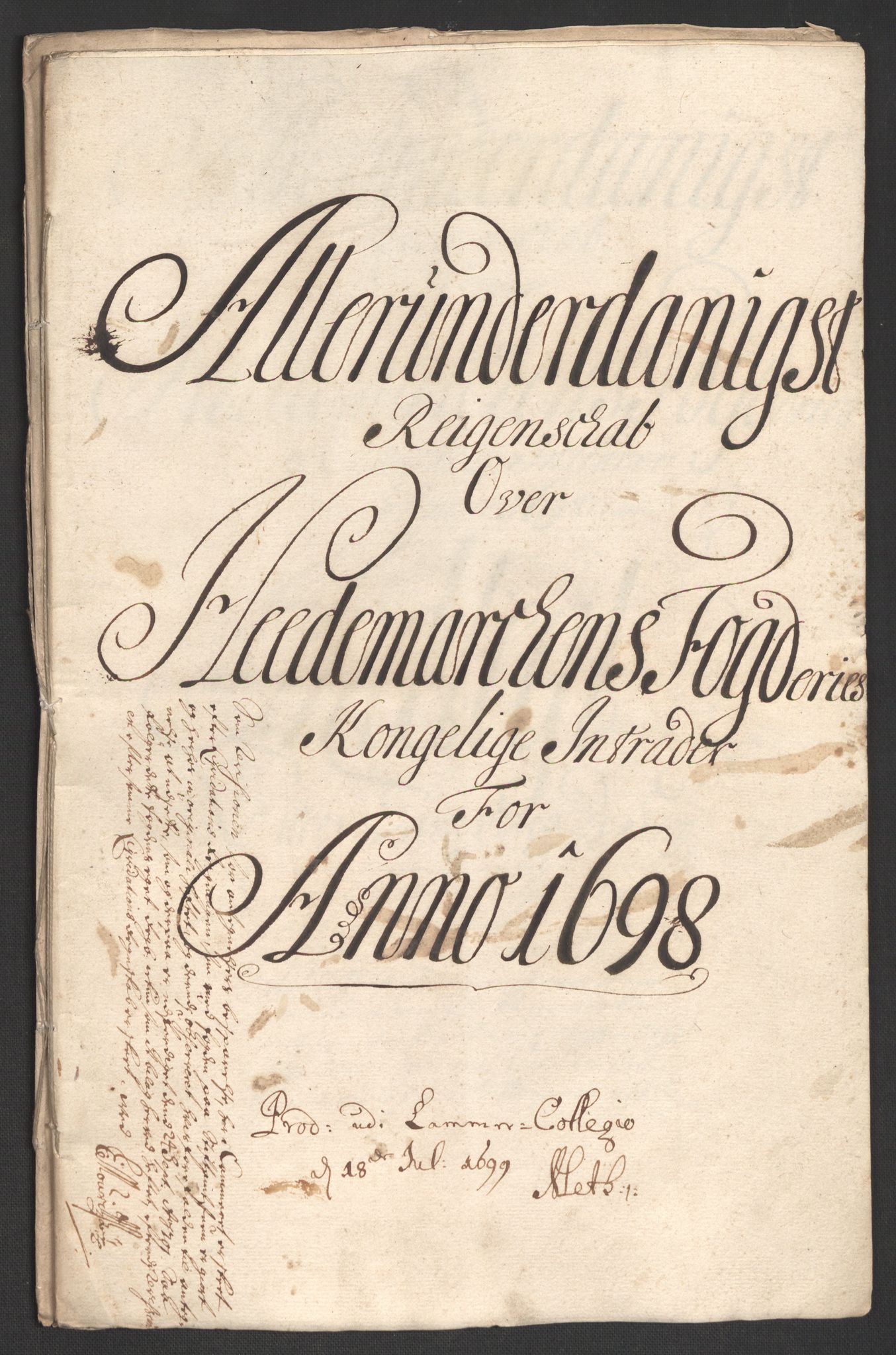 Rentekammeret inntil 1814, Reviderte regnskaper, Fogderegnskap, RA/EA-4092/R16/L1037: Fogderegnskap Hedmark, 1697-1698, s. 319