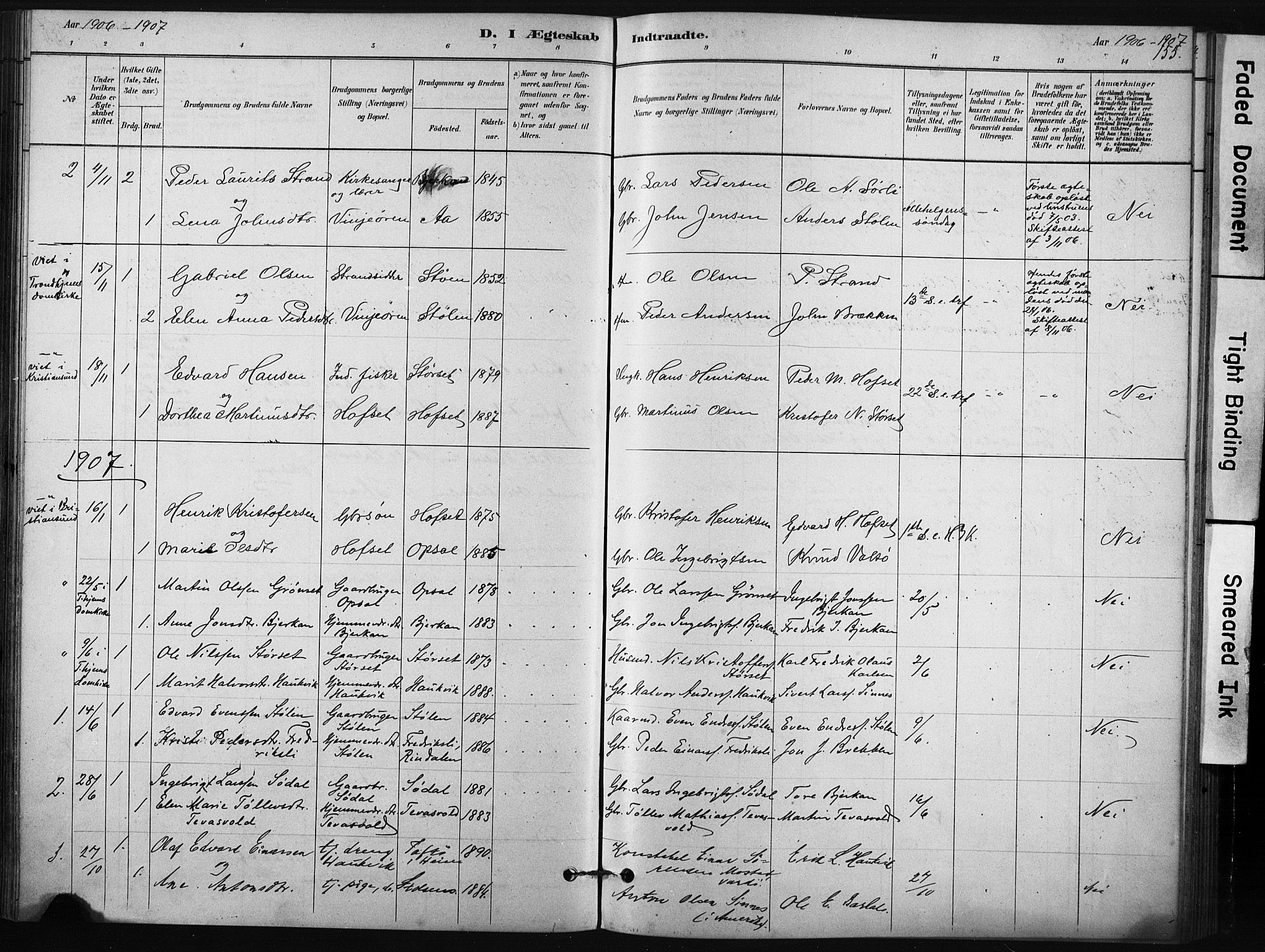 Ministerialprotokoller, klokkerbøker og fødselsregistre - Sør-Trøndelag, AV/SAT-A-1456/631/L0512: Ministerialbok nr. 631A01, 1879-1912, s. 155