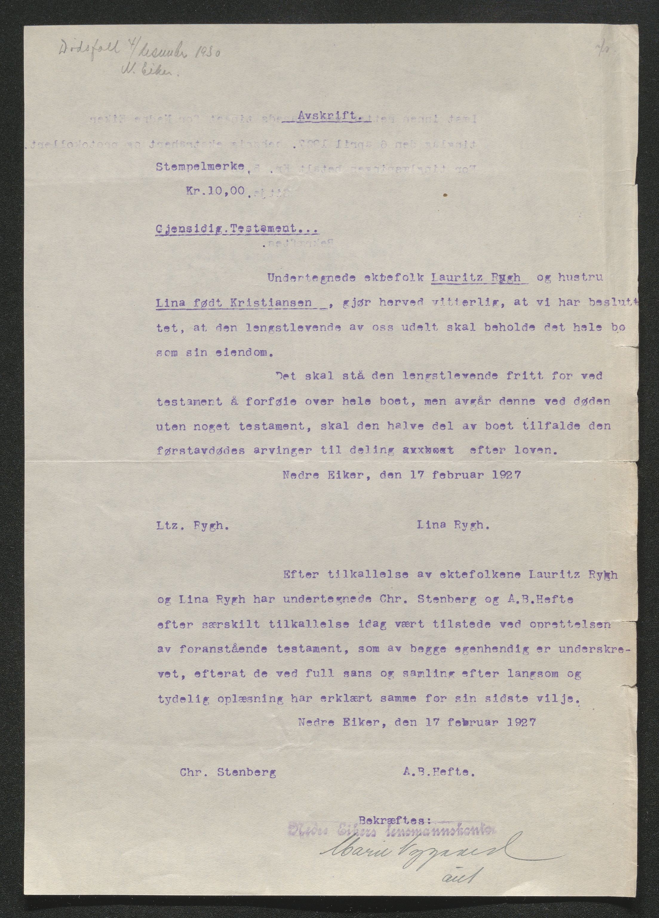 Eiker, Modum og Sigdal sorenskriveri, AV/SAKO-A-123/H/Ha/Hab/L0046: Dødsfallsmeldinger, 1930-1931, s. 571