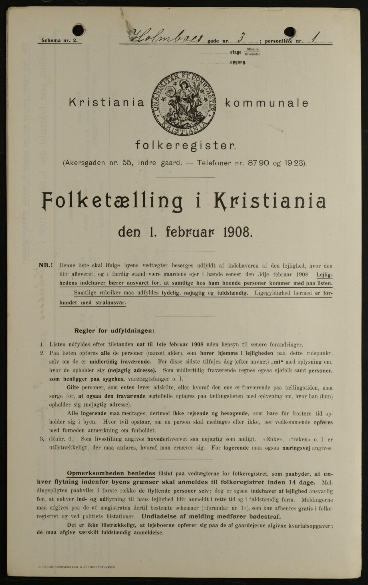 OBA, Kommunal folketelling 1.2.1908 for Kristiania kjøpstad, 1908, s. 36690