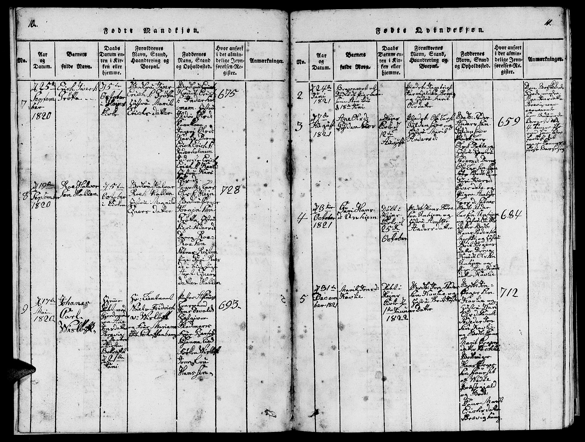 Ministerialprotokoller, klokkerbøker og fødselsregistre - Møre og Romsdal, AV/SAT-A-1454/545/L0587: Klokkerbok nr. 545C01, 1818-1836, s. 10-11