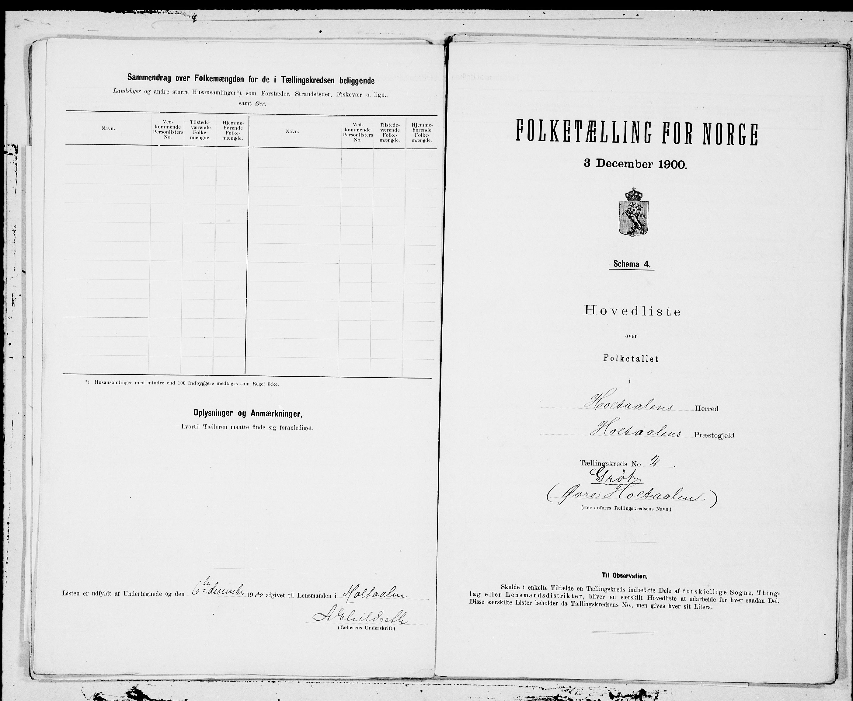 SAT, Folketelling 1900 for 1645 Haltdalen herred, 1900, s. 4