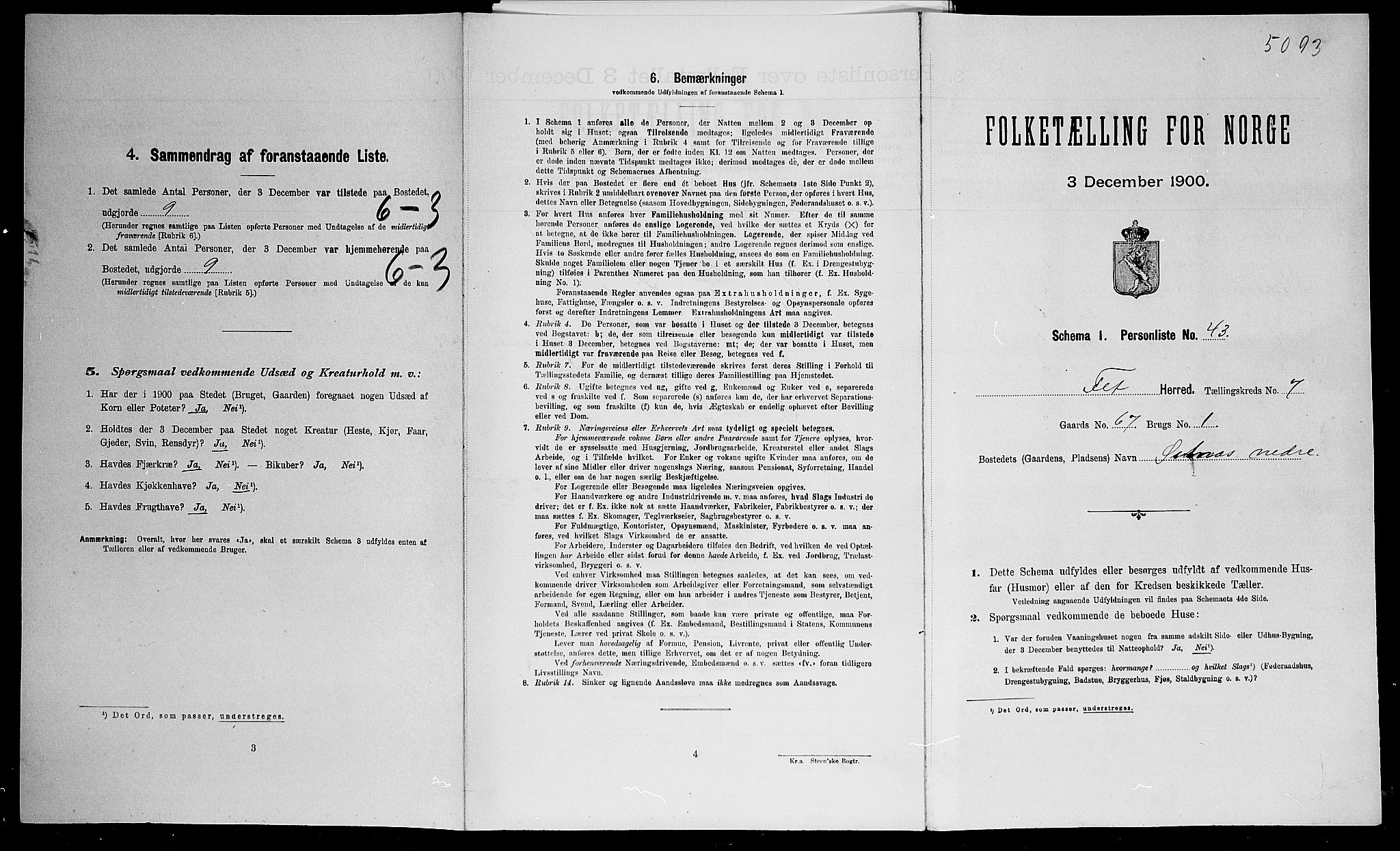 SAO, Folketelling 1900 for 0227 Fet herred, 1900