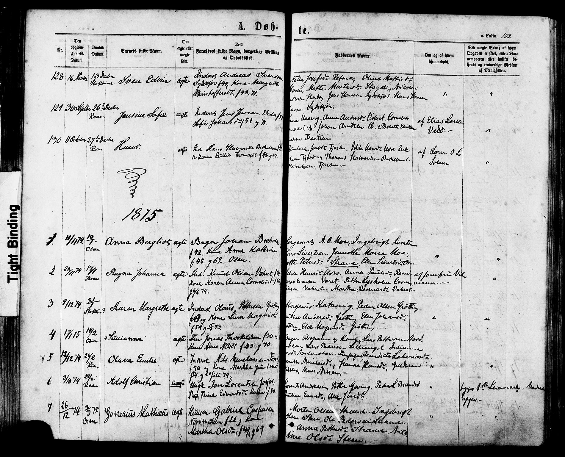 Ministerialprotokoller, klokkerbøker og fødselsregistre - Sør-Trøndelag, SAT/A-1456/657/L0706: Ministerialbok nr. 657A07, 1867-1878, s. 102