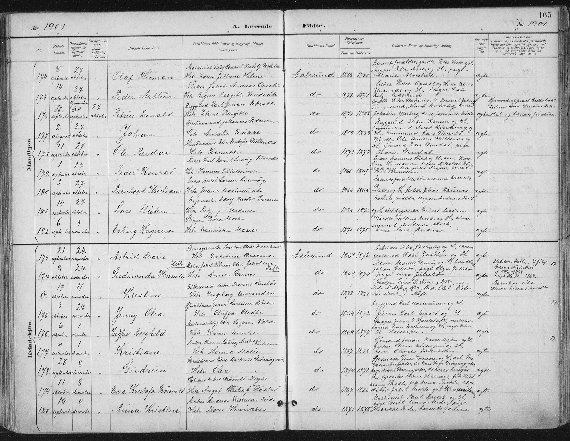 Ministerialprotokoller, klokkerbøker og fødselsregistre - Møre og Romsdal, SAT/A-1454/529/L0456: Ministerialbok nr. 529A06, 1894-1906, s. 165