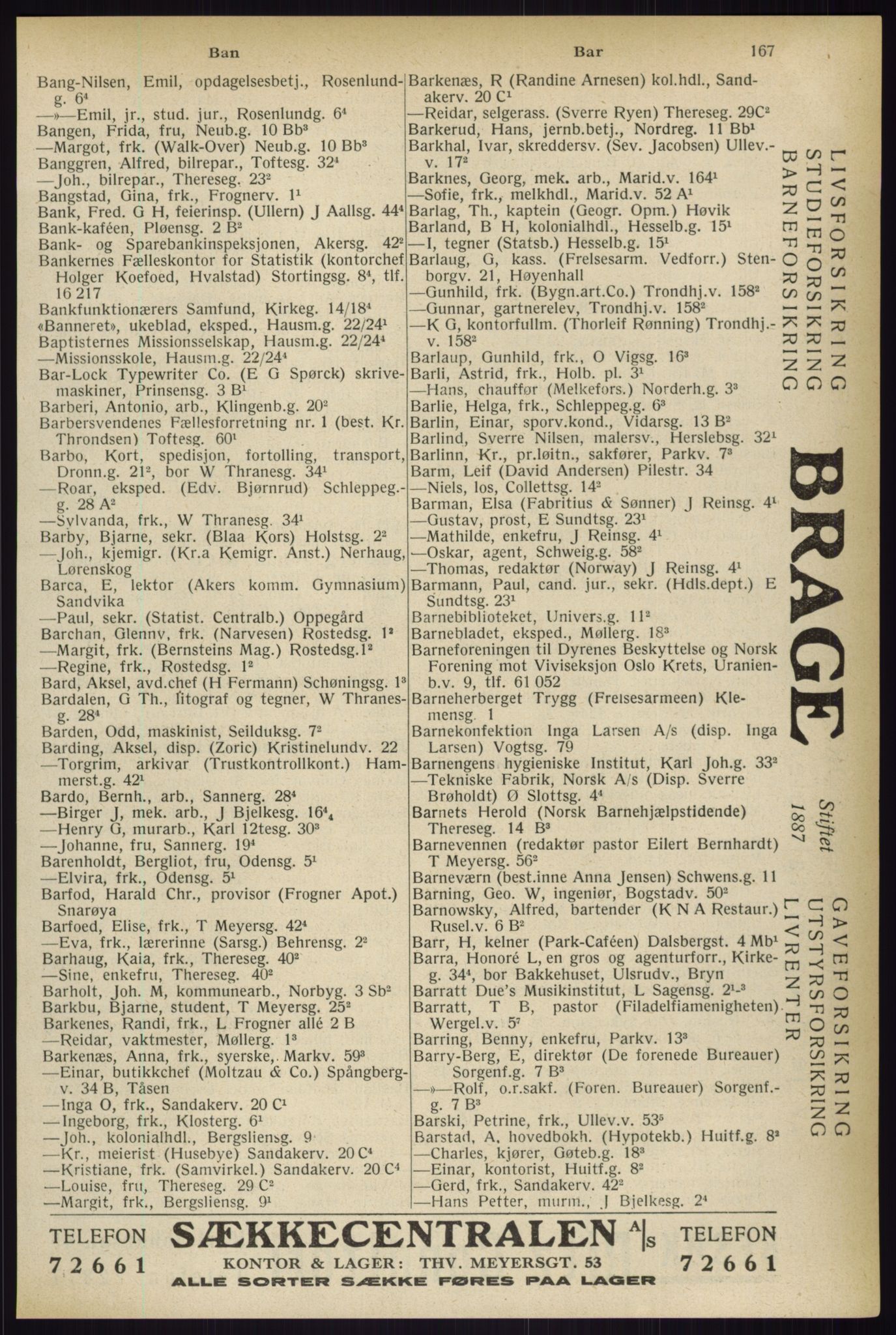 Kristiania/Oslo adressebok, PUBL/-, 1933, s. 167