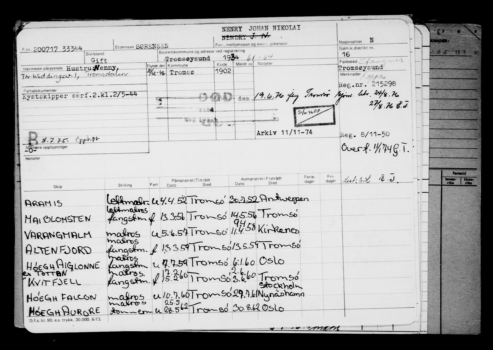 Direktoratet for sjømenn, AV/RA-S-3545/G/Gb/L0150: Hovedkort, 1917, s. 394