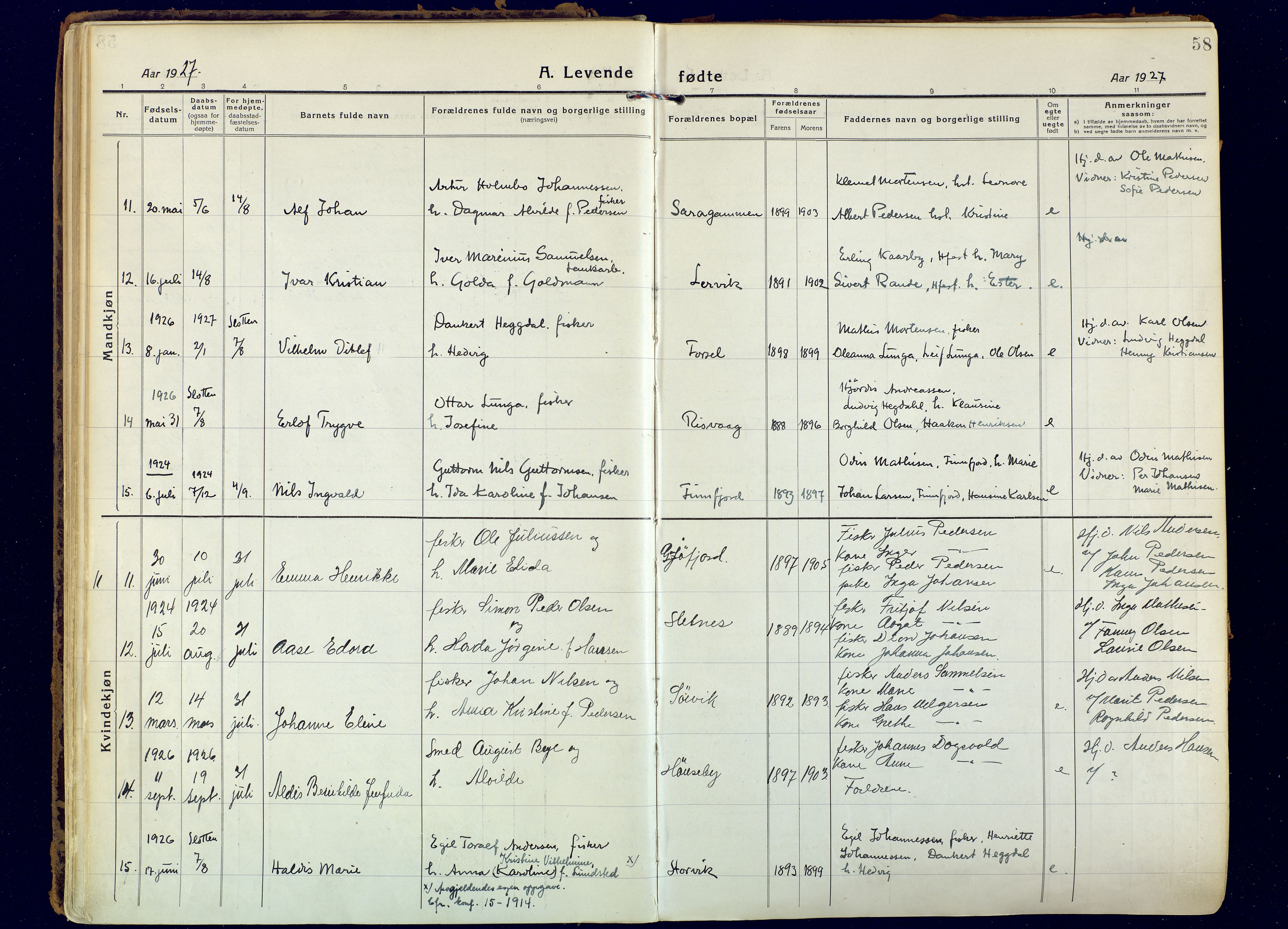 Hammerfest sokneprestkontor, AV/SATØ-S-1347/H/Ha/L0018.kirke: Ministerialbok nr. 18, 1918-1933, s. 58