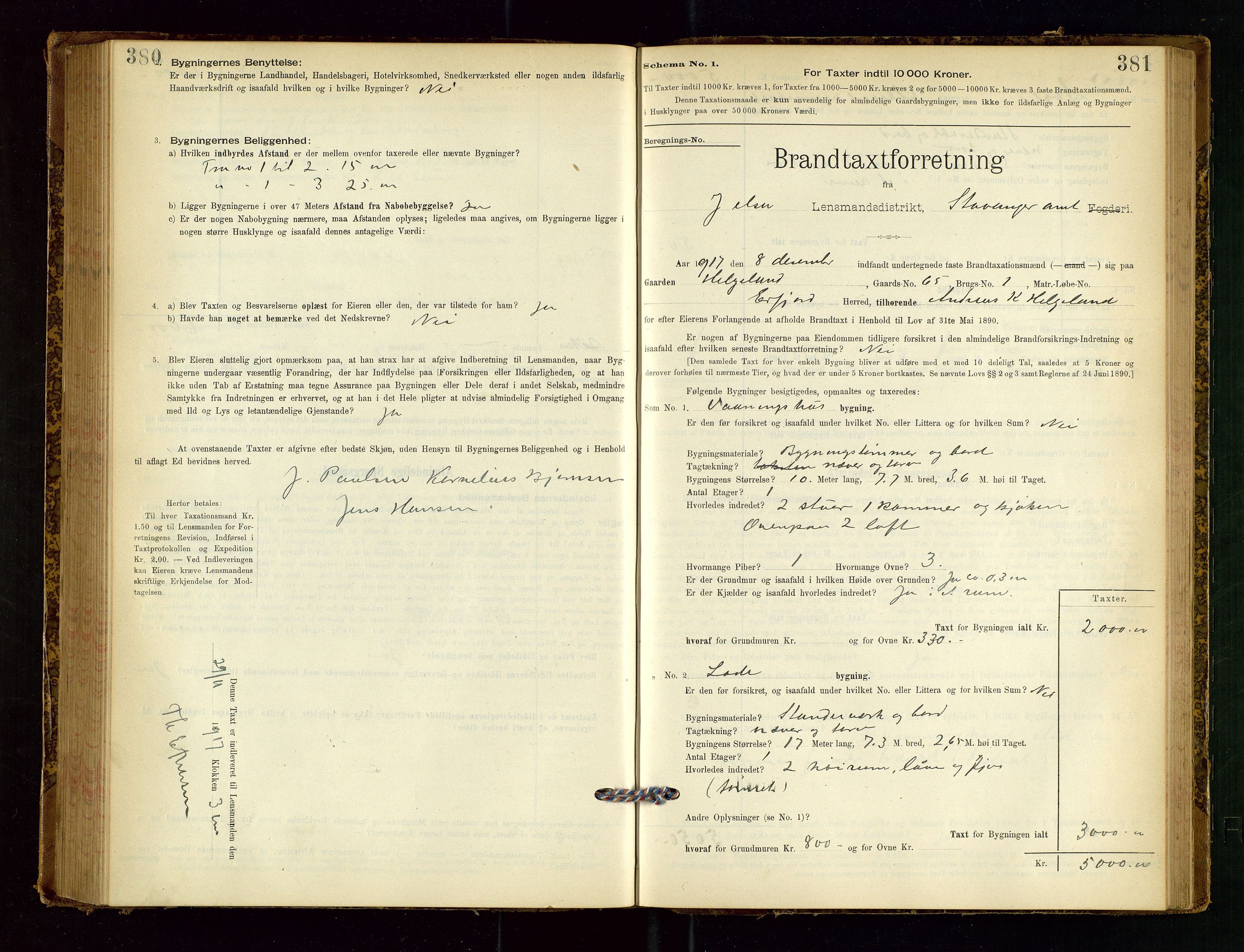 Jelsa lensmannskontor, SAST/A-100360/Gob/L0001: "Brandtaxationsprotocol", 1895-1918, s. 380-381