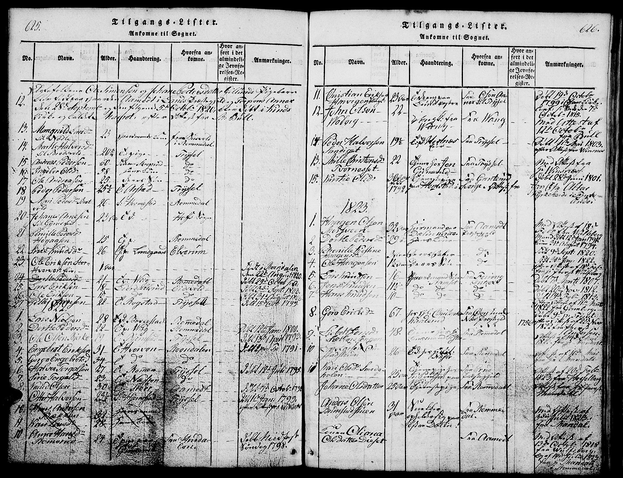 Stange prestekontor, AV/SAH-PREST-002/L/L0001: Klokkerbok nr. 1, 1814-1825, s. 625-626
