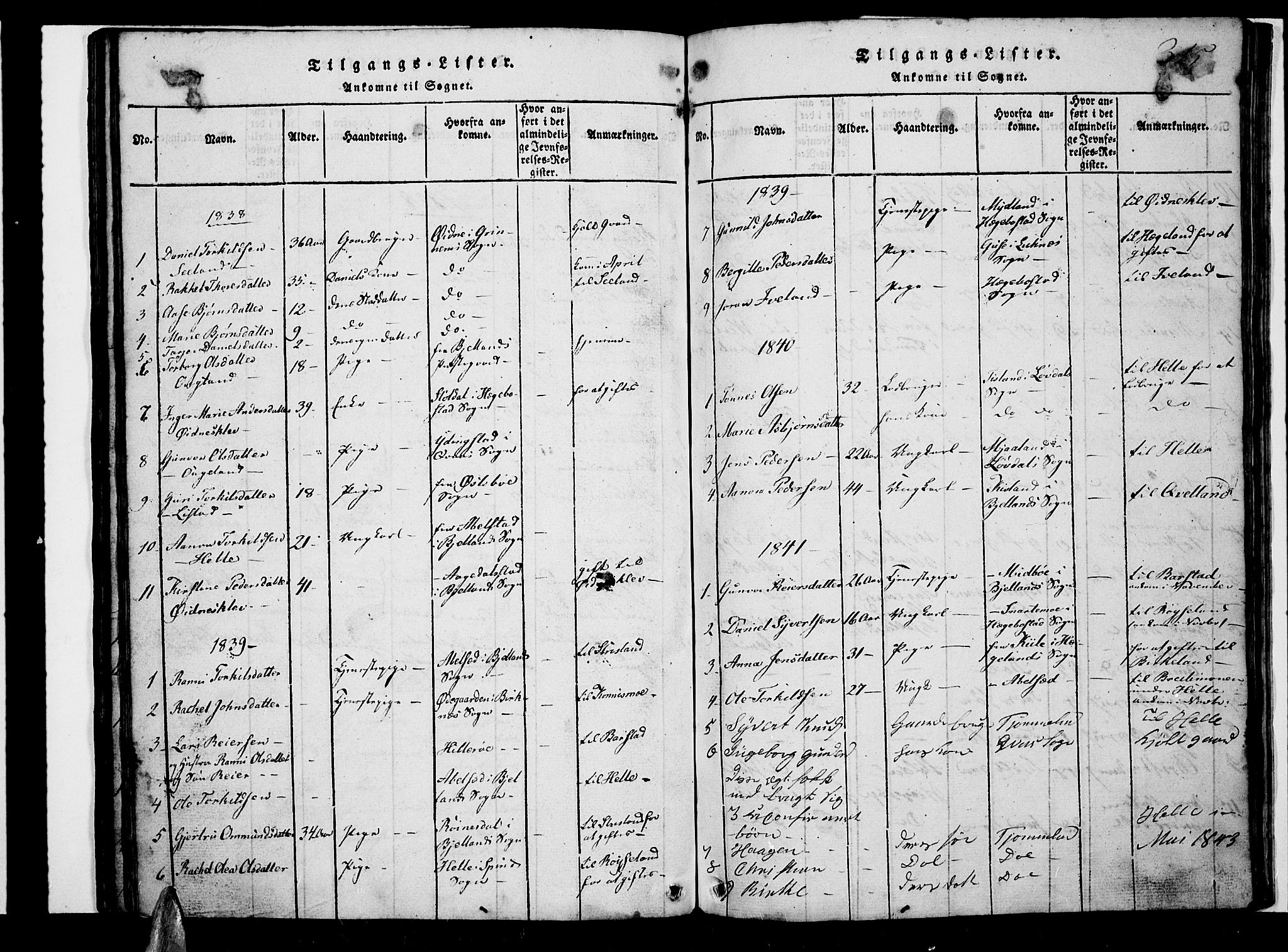 Nord-Audnedal sokneprestkontor, SAK/1111-0032/F/Fb/Fba/L0001: Klokkerbok nr. B 1, 1815-1856, s. 315