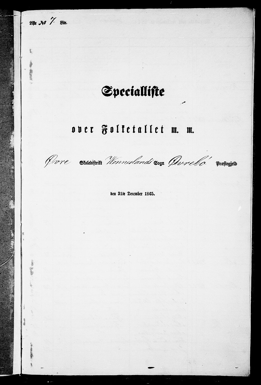 RA, Folketelling 1865 for 1016P Øvrebø prestegjeld, 1865, s. 126