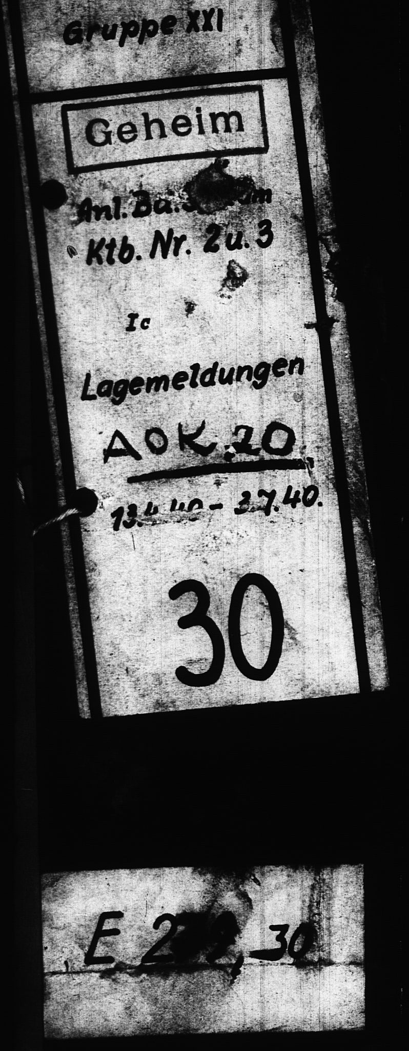 Documents Section, AV/RA-RAFA-2200/V/L0084: Amerikansk mikrofilm "Captured German Documents".
Box No. 723.  FKA jnr. 615/1954., 1940, s. 147