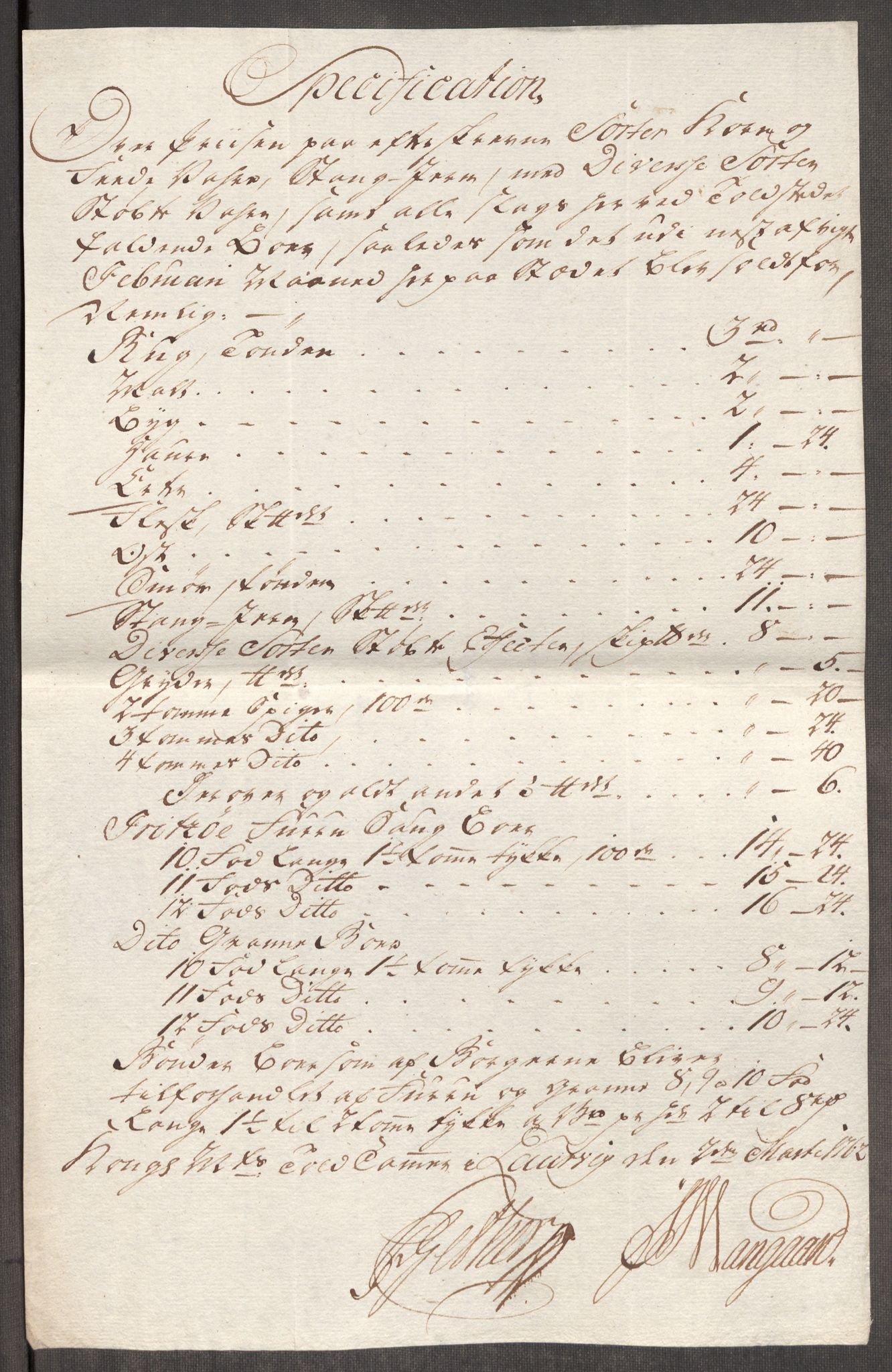 RA, Rentekammeret inntil 1814, Realistisk ordnet avdeling, Oe/L0007: [Ø1]: Priskuranter, 1761-1763, s. 421