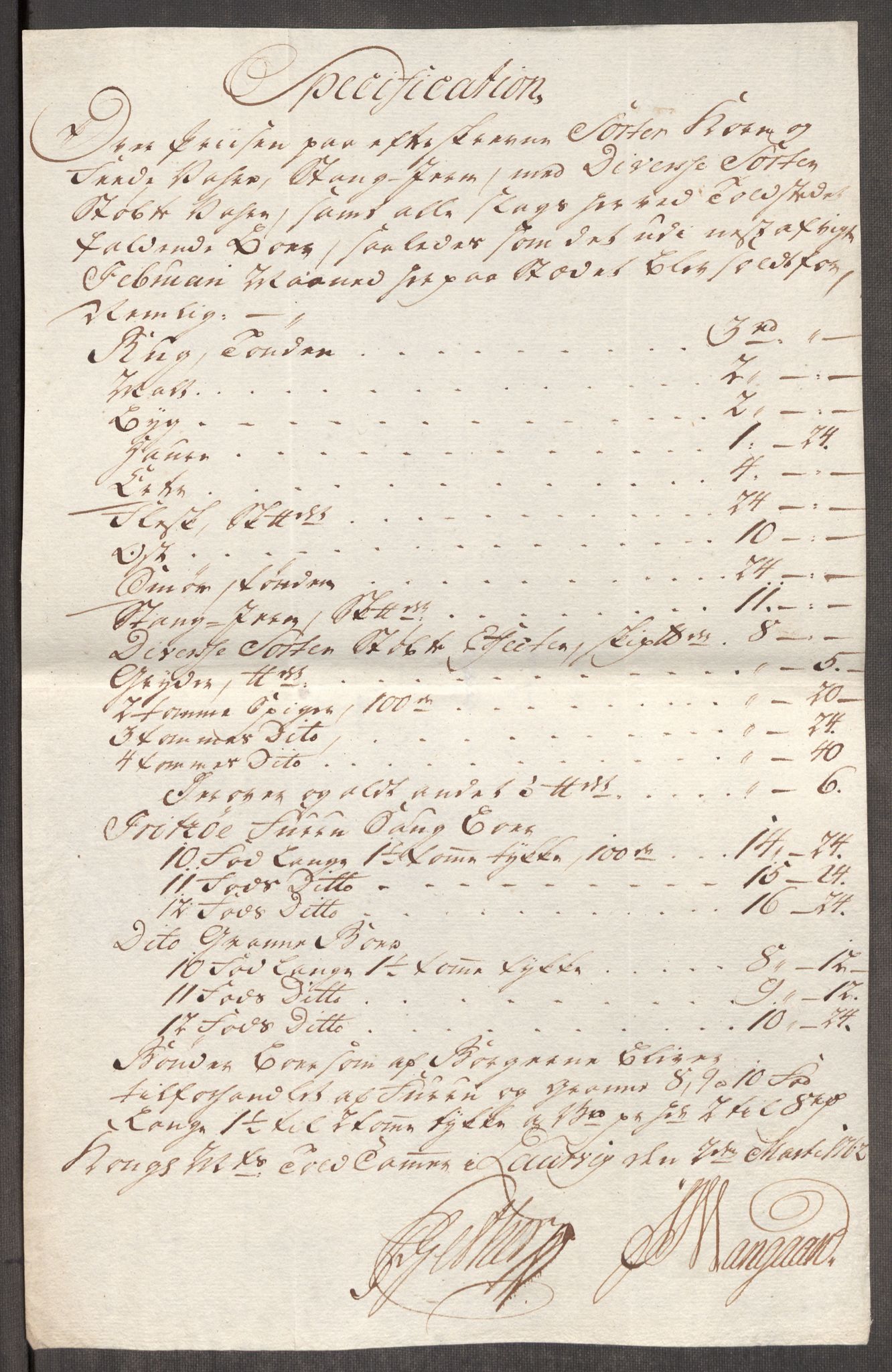 Rentekammeret inntil 1814, Realistisk ordnet avdeling, AV/RA-EA-4070/Oe/L0007: [Ø1]: Priskuranter, 1761-1763, s. 421