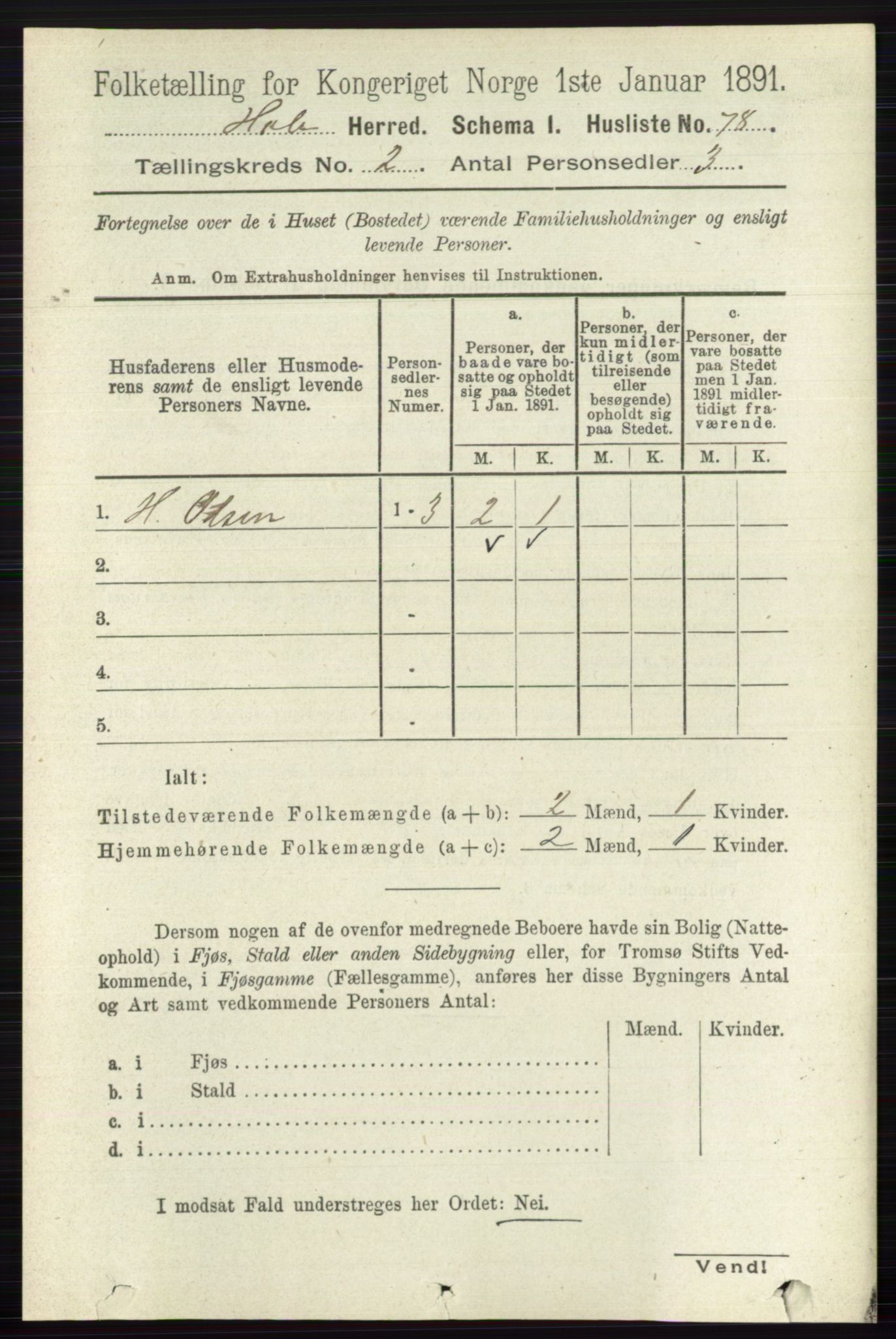 RA, Folketelling 1891 for 0612 Hole herred, 1891, s. 730