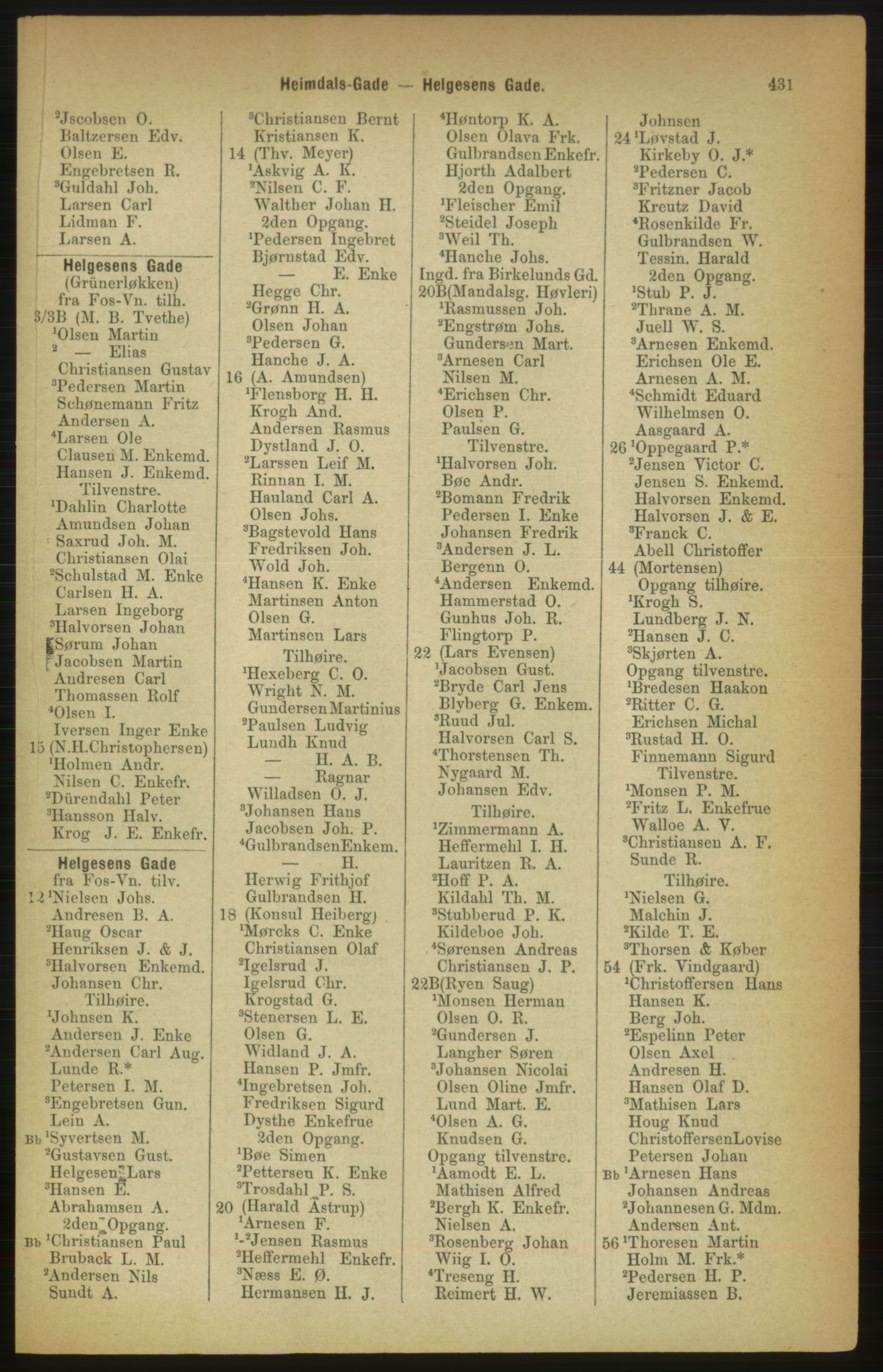 Kristiania/Oslo adressebok, PUBL/-, 1888, s. 431