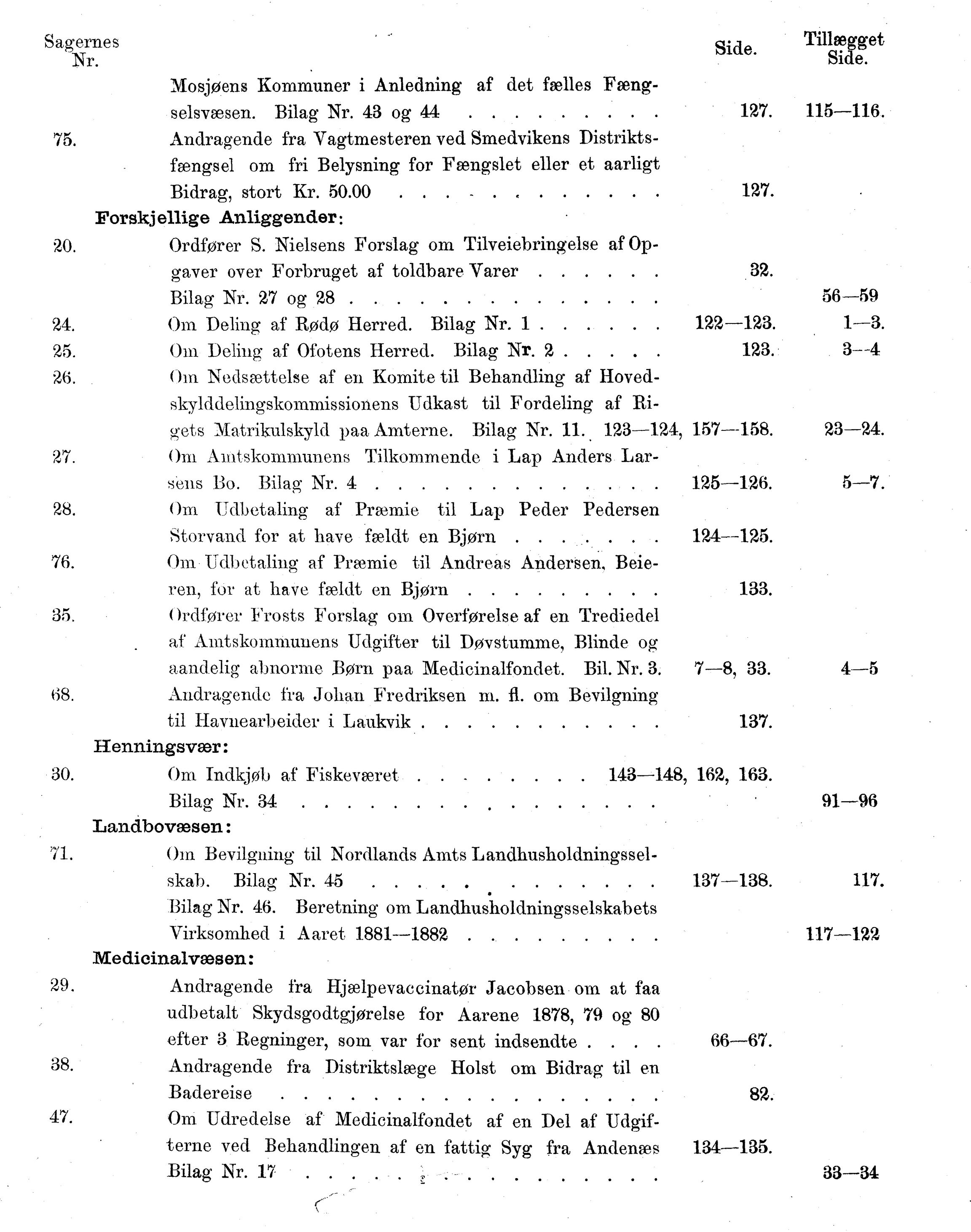 Nordland Fylkeskommune. Fylkestinget, AIN/NFK-17/176/A/Ac/L0014: Fylkestingsforhandlinger 1881-1885, 1881-1885