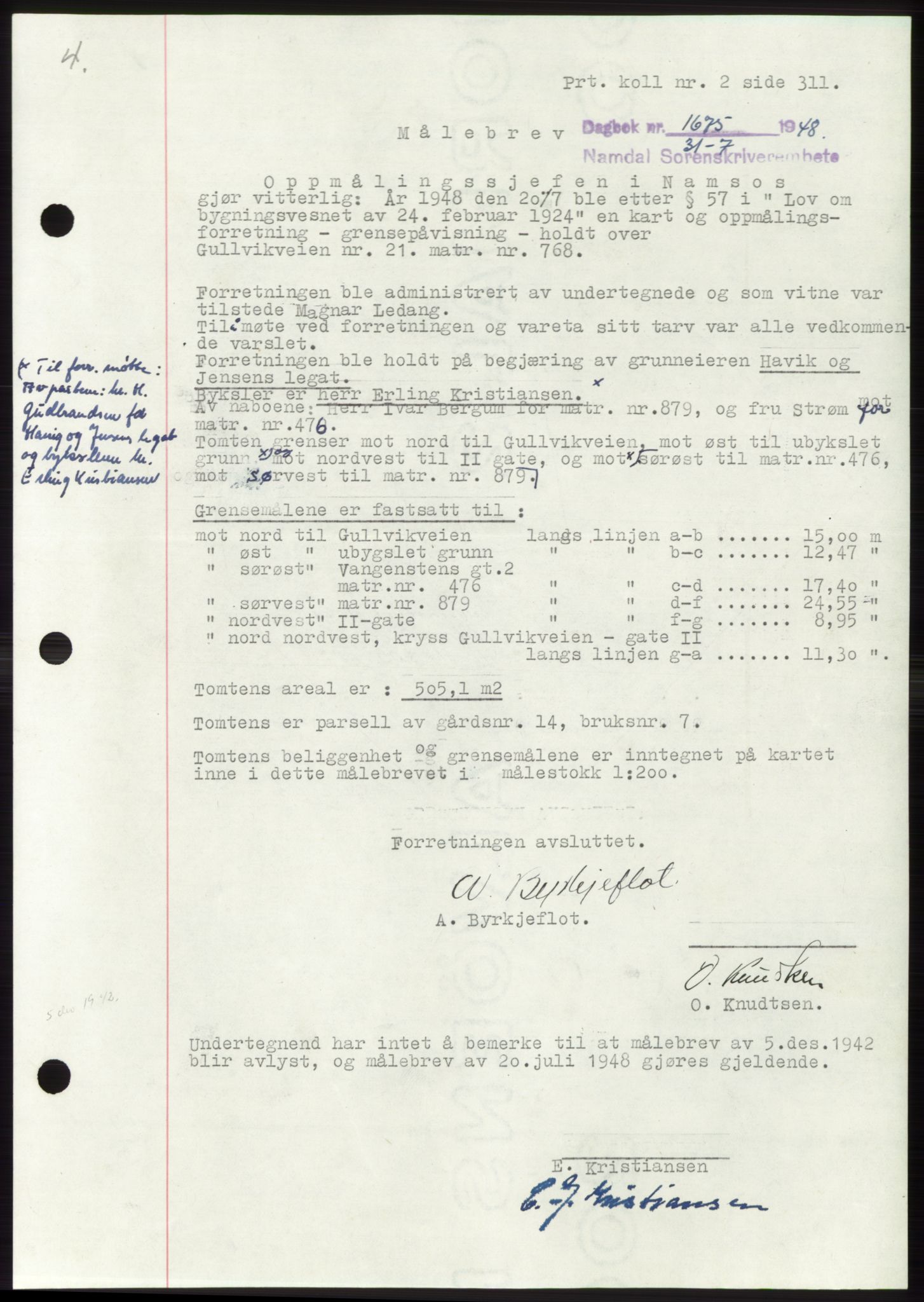 Namdal sorenskriveri, SAT/A-4133/1/2/2C: Pantebok nr. -, 1948-1948, Dagboknr: 1675/1948