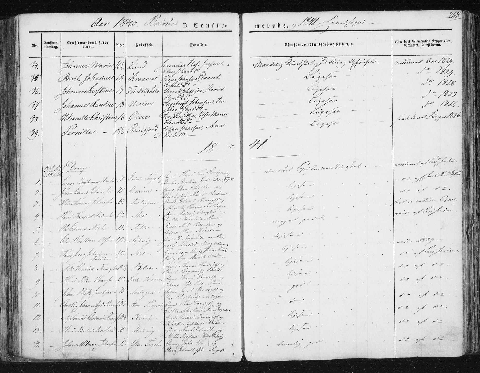 Ministerialprotokoller, klokkerbøker og fødselsregistre - Nordland, SAT/A-1459/813/L0198: Ministerialbok nr. 813A08, 1834-1874, s. 263