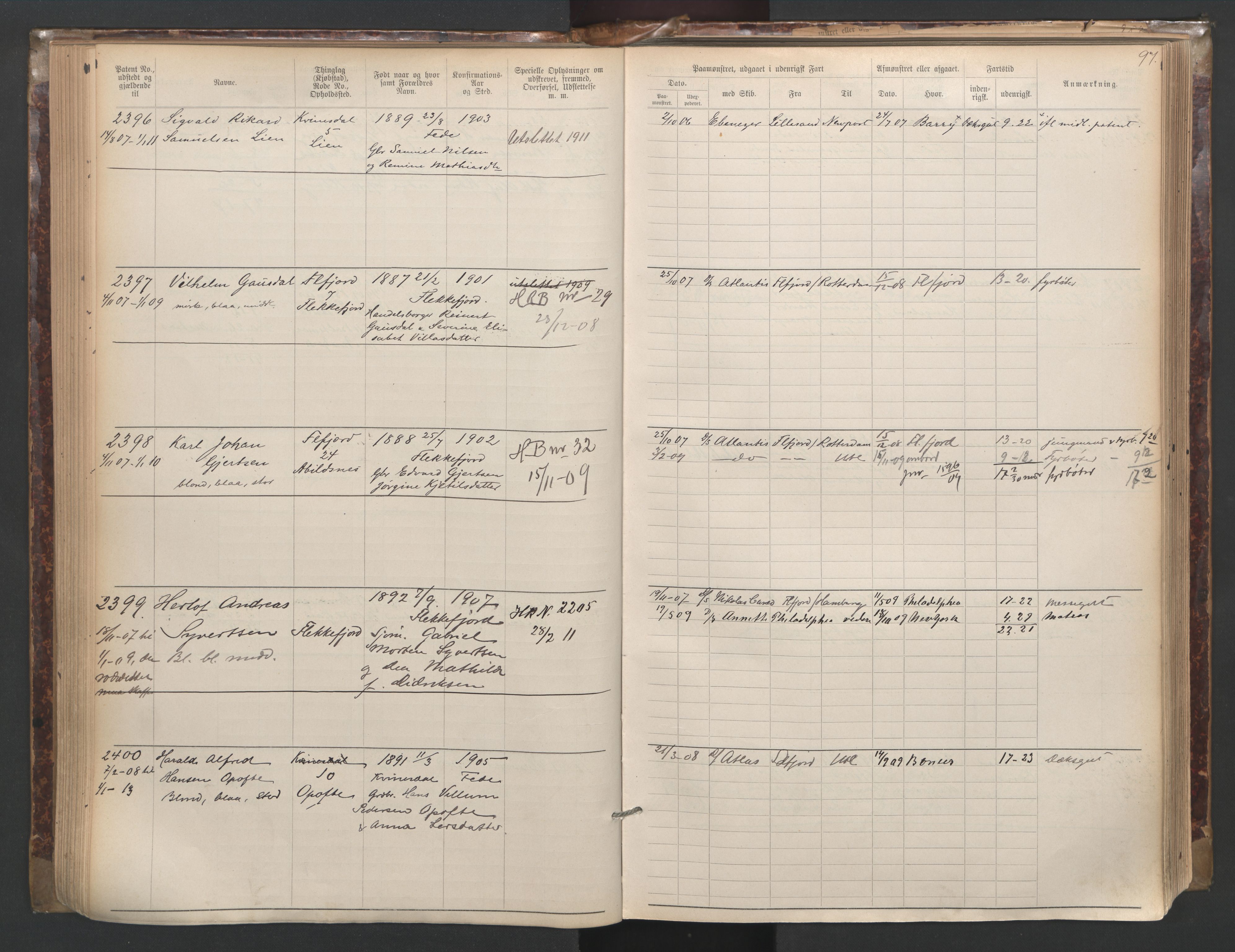 Flekkefjord mønstringskrets, SAK/2031-0018/F/Fa/L0003: Annotasjonsrulle nr 1921-2963 med register, N-3, 1892-1948, s. 128