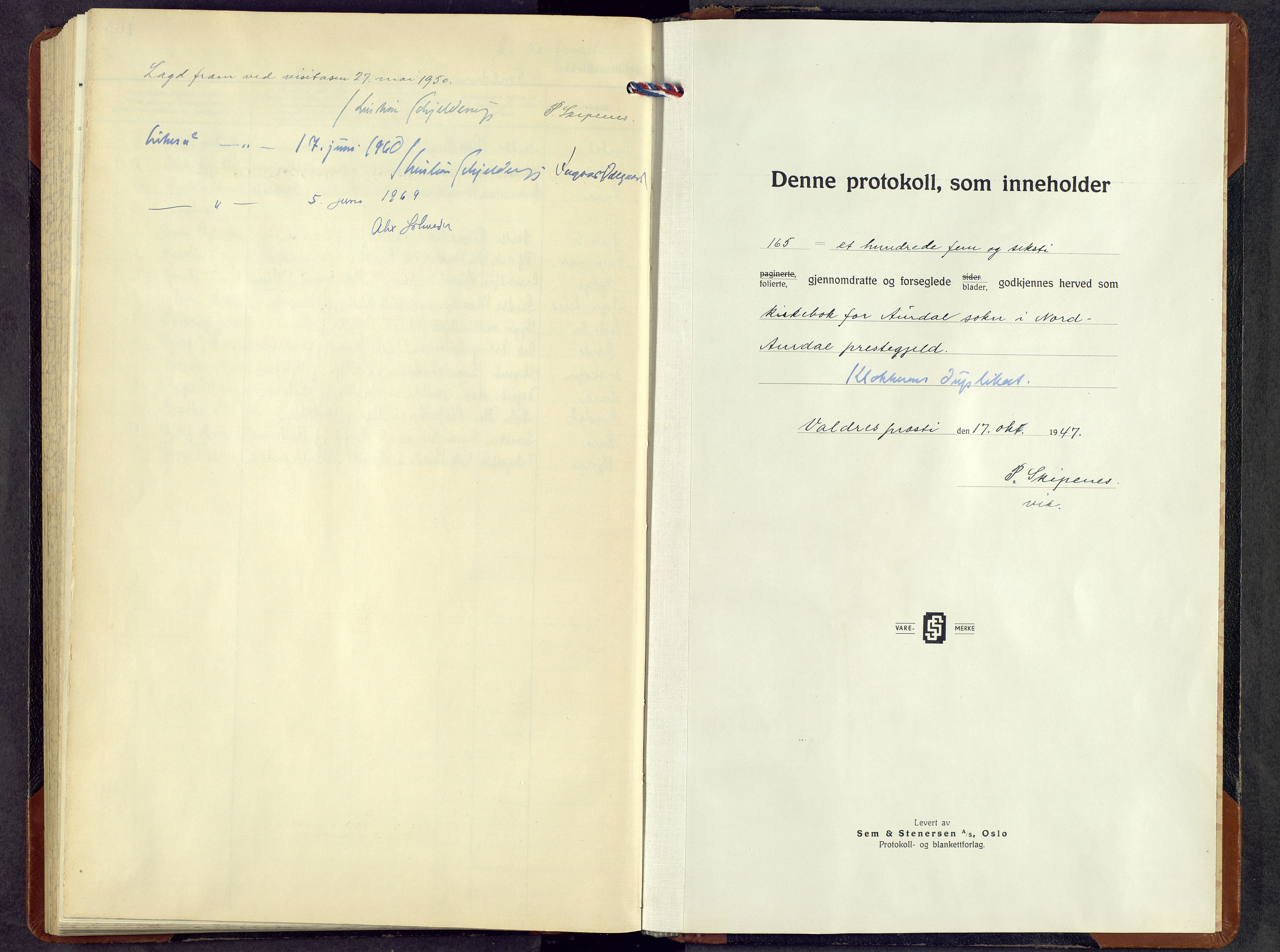 Nord-Aurdal prestekontor, AV/SAH-PREST-132/H/Ha/Hab/L0020: Klokkerbok nr. 20, 1947-1967