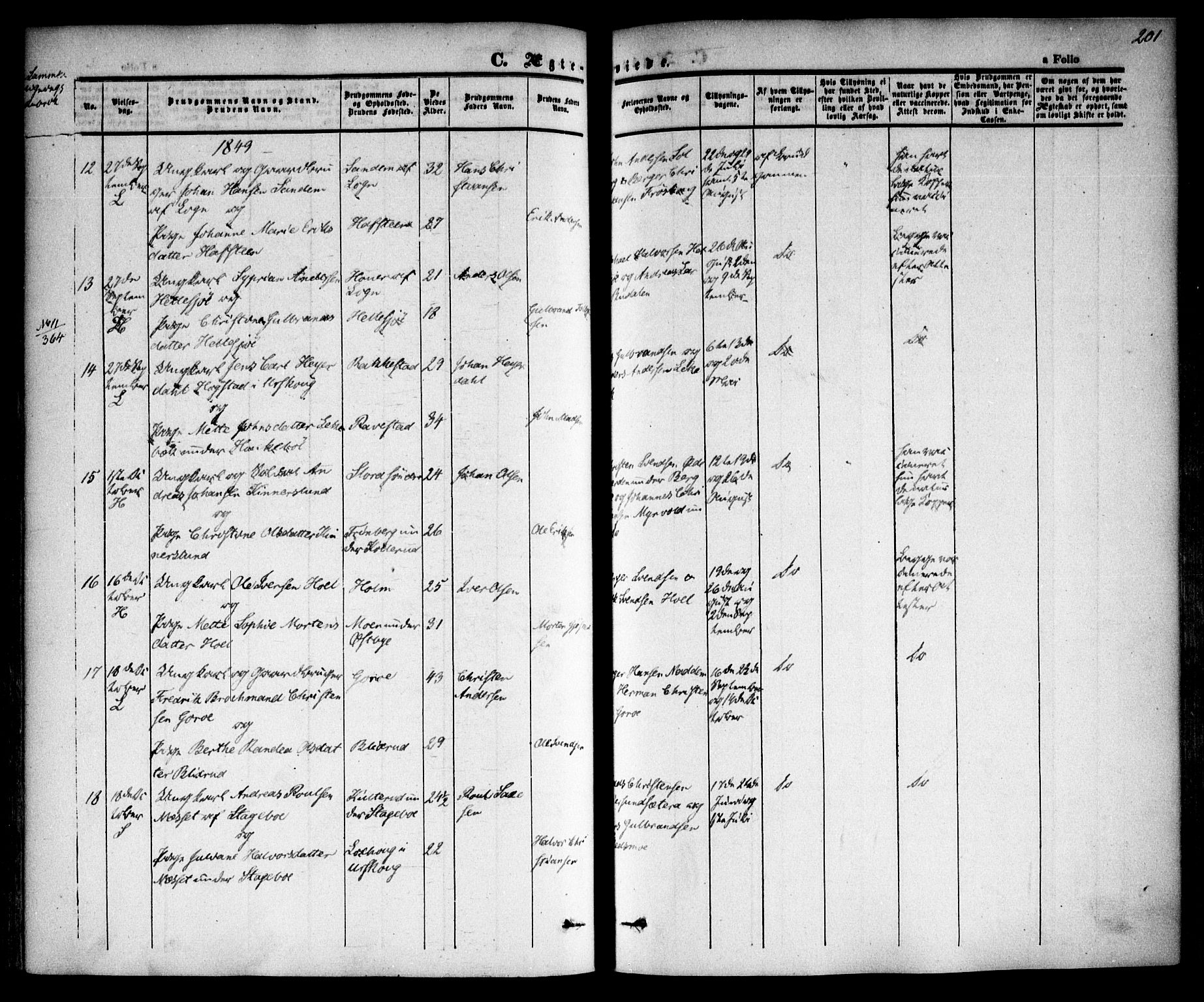 Høland prestekontor Kirkebøker, AV/SAO-A-10346a/F/Fa/L0009: Ministerialbok nr. I 9, 1846-1853, s. 201