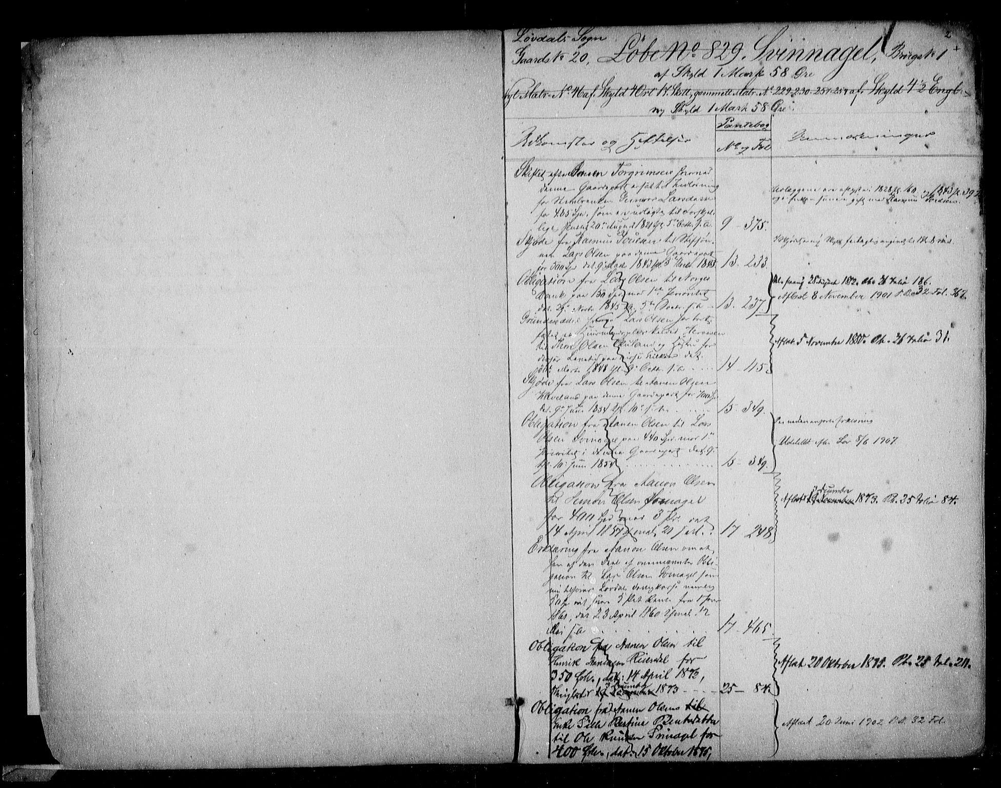 Mandal sorenskriveri, AV/SAK-1221-0005/001/G/Ga/L0028: Panteregister nr. 24, 1800-1923, s. 2