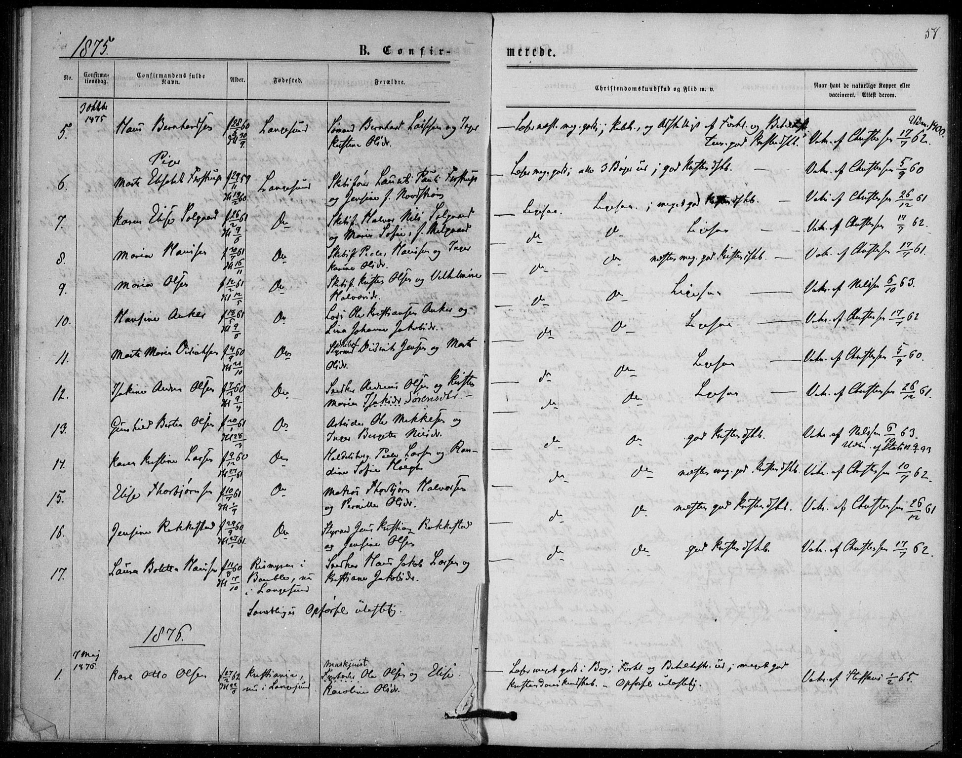 Langesund kirkebøker, AV/SAKO-A-280/F/Fa/L0001: Ministerialbok nr. 1, 1870-1877, s. 58