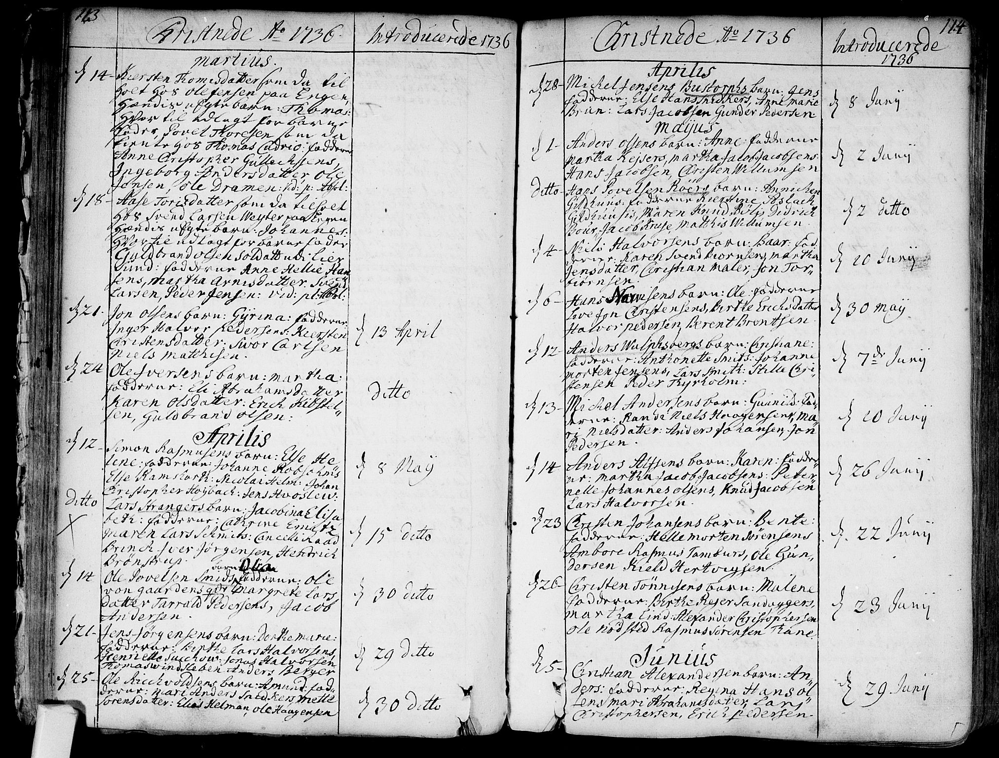 Bragernes kirkebøker, SAKO/A-6/F/Fa/L0004: Ministerialbok nr. I 4, 1734-1759, s. 113-114
