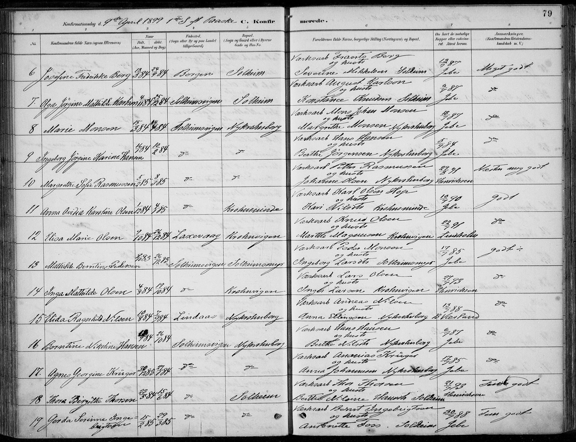 Årstad Sokneprestembete, AV/SAB-A-79301/H/Haa/L0006: Ministerialbok nr. B 1, 1886-1901, s. 79