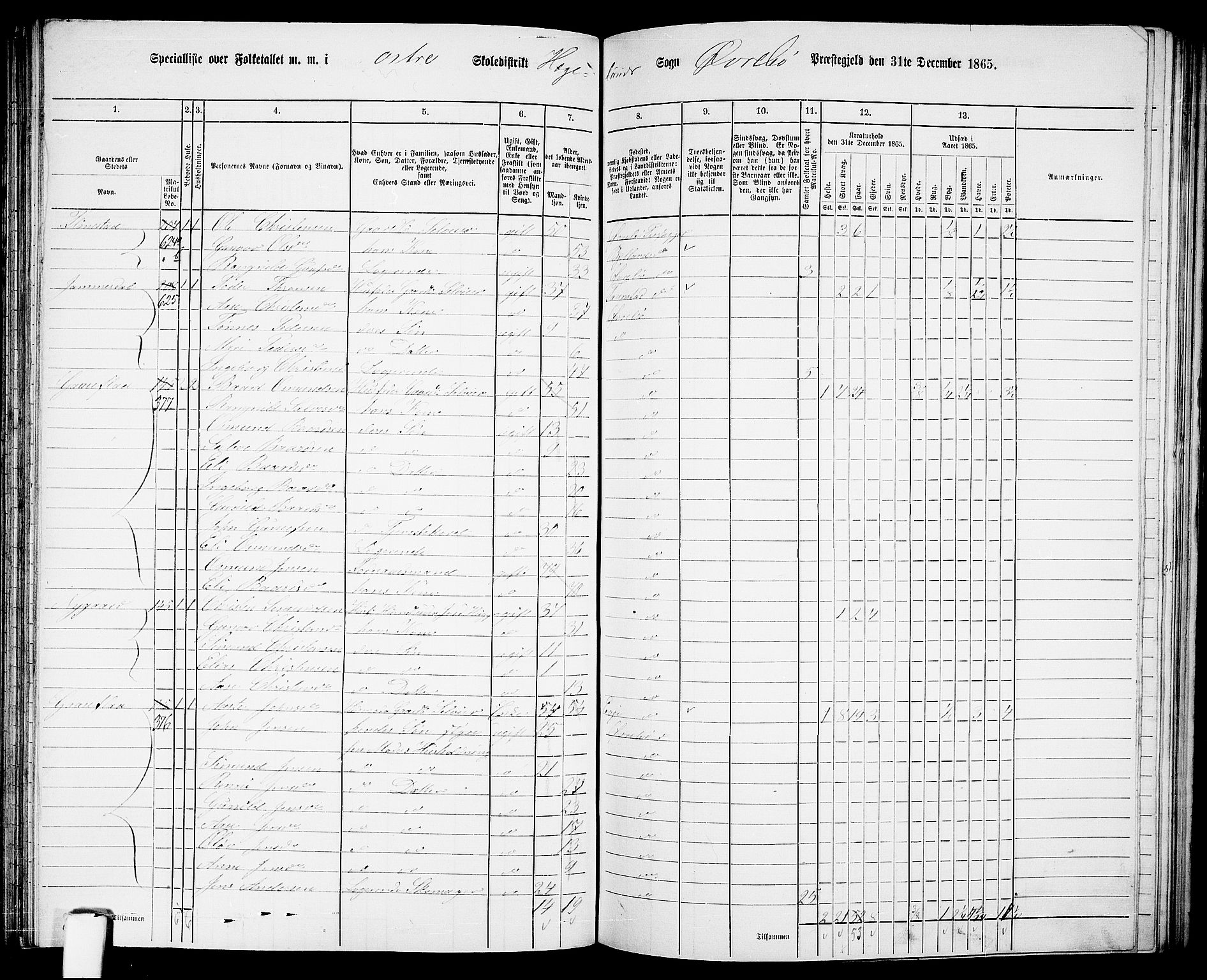 RA, Folketelling 1865 for 1016P Øvrebø prestegjeld, 1865, s. 78