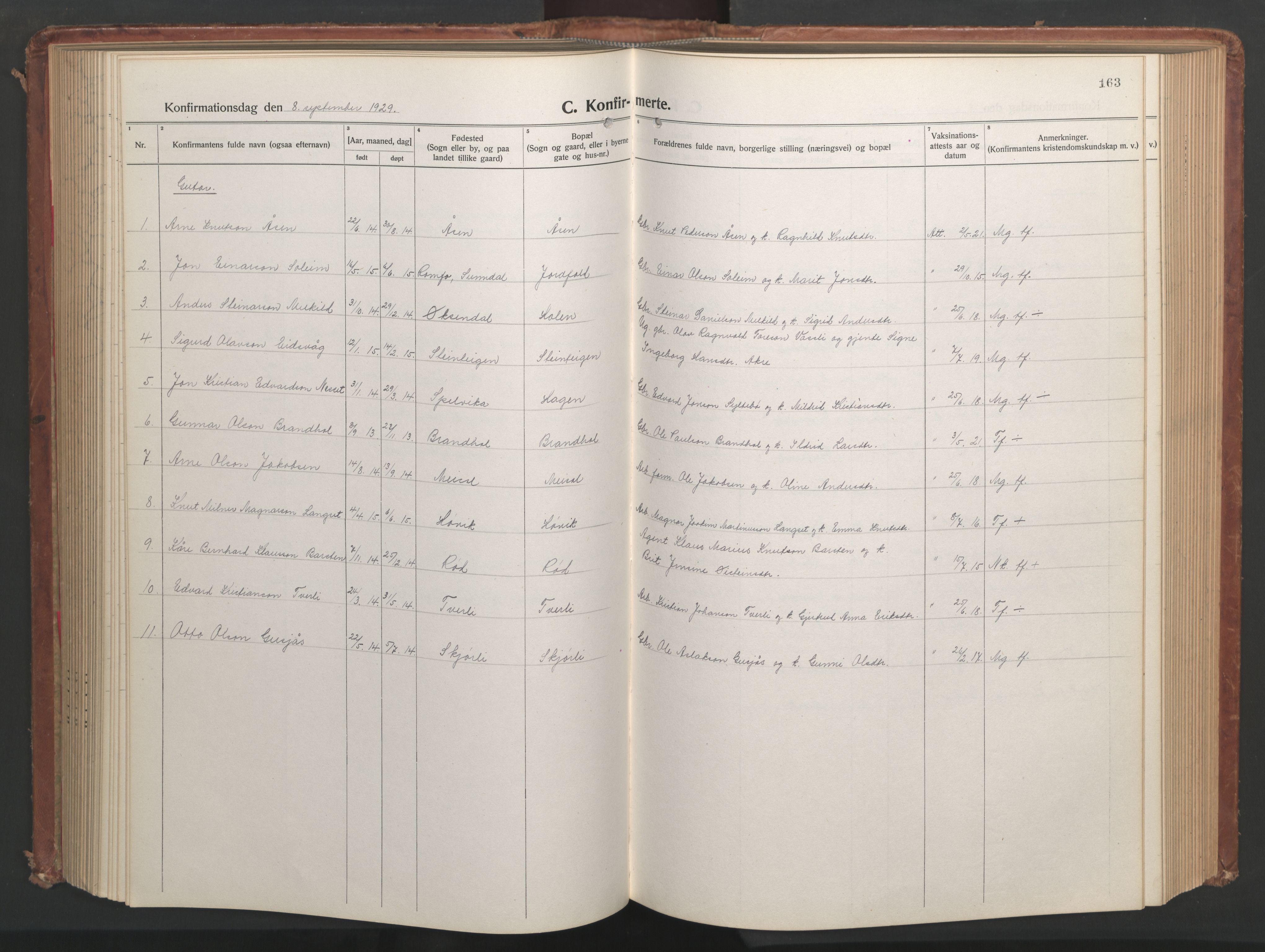 Ministerialprotokoller, klokkerbøker og fødselsregistre - Møre og Romsdal, AV/SAT-A-1454/551/L0633: Klokkerbok nr. 551C05, 1921-1961, s. 163