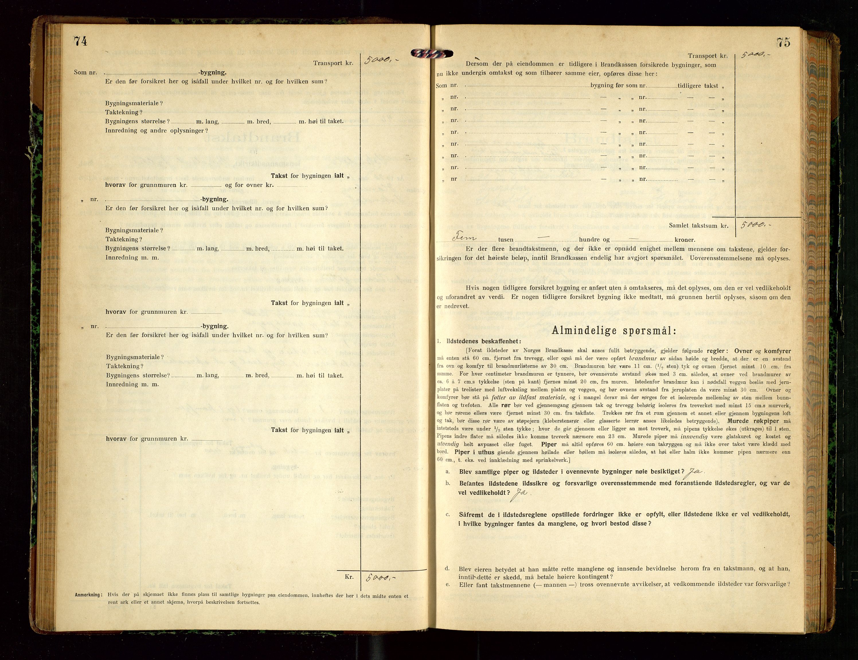 Sokndal lensmannskontor, AV/SAST-A-100417/Gob/L0005: "Brandtakst-Protokol", 1920-1924, s. 74-75