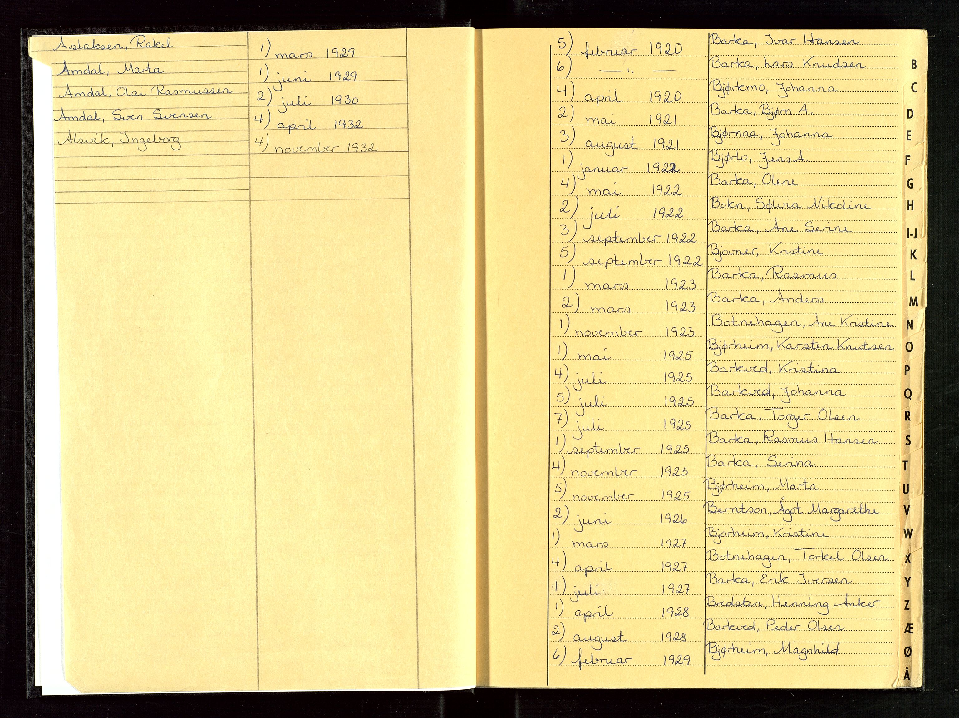 Strand og Forsand lensmannskontor, SAST/A-100451/Gga/L0003: Register til dødsfallprotokoll nr. 2,4,5,6, 1920-1963, s. 4