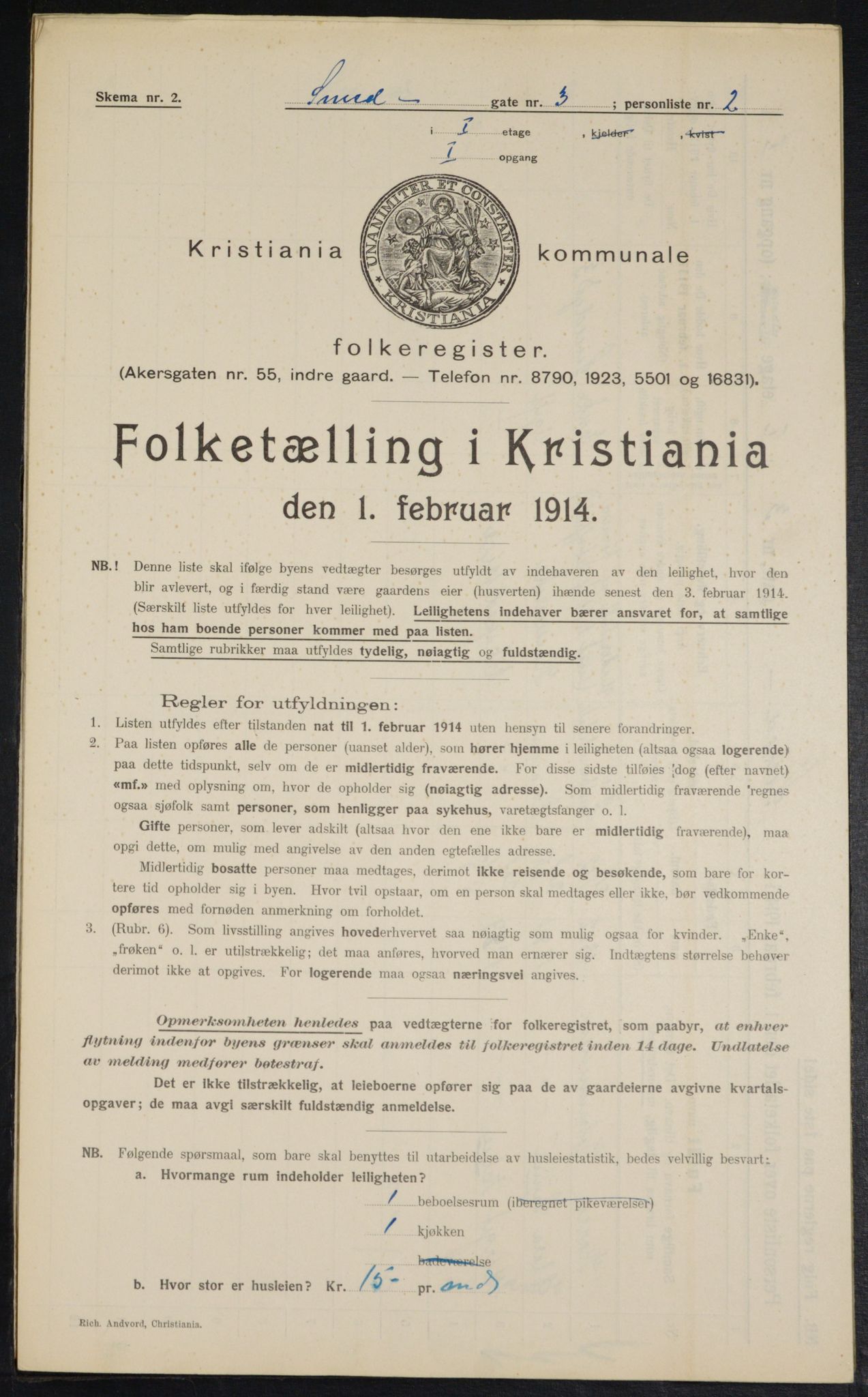 OBA, Kommunal folketelling 1.2.1914 for Kristiania, 1914, s. 96974