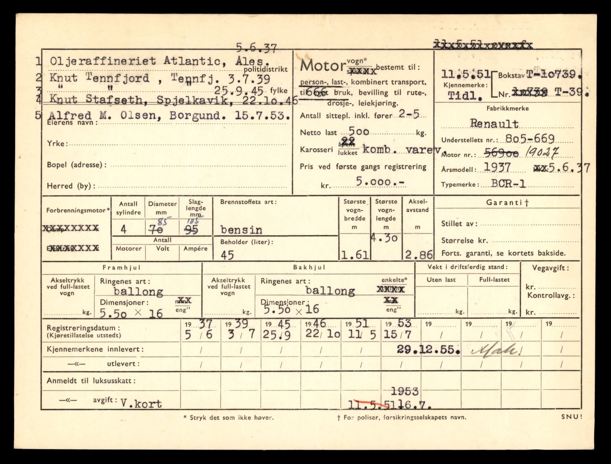 Møre og Romsdal vegkontor - Ålesund trafikkstasjon, AV/SAT-A-4099/F/Fe/L0023: Registreringskort for kjøretøy T 10695 - T 10809, 1927-1998, s. 1338