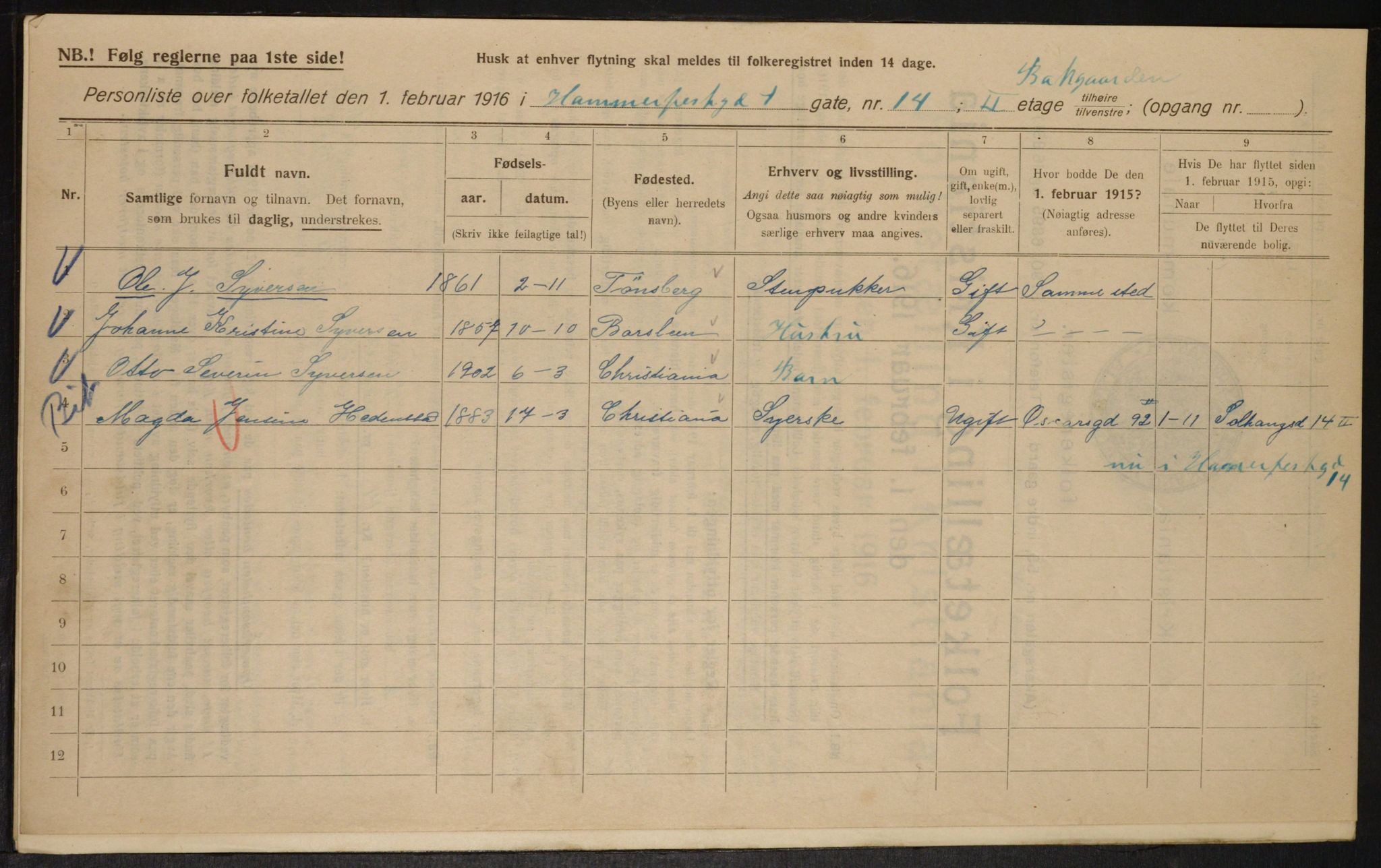 OBA, Kommunal folketelling 1.2.1916 for Kristiania, 1916, s. 34912