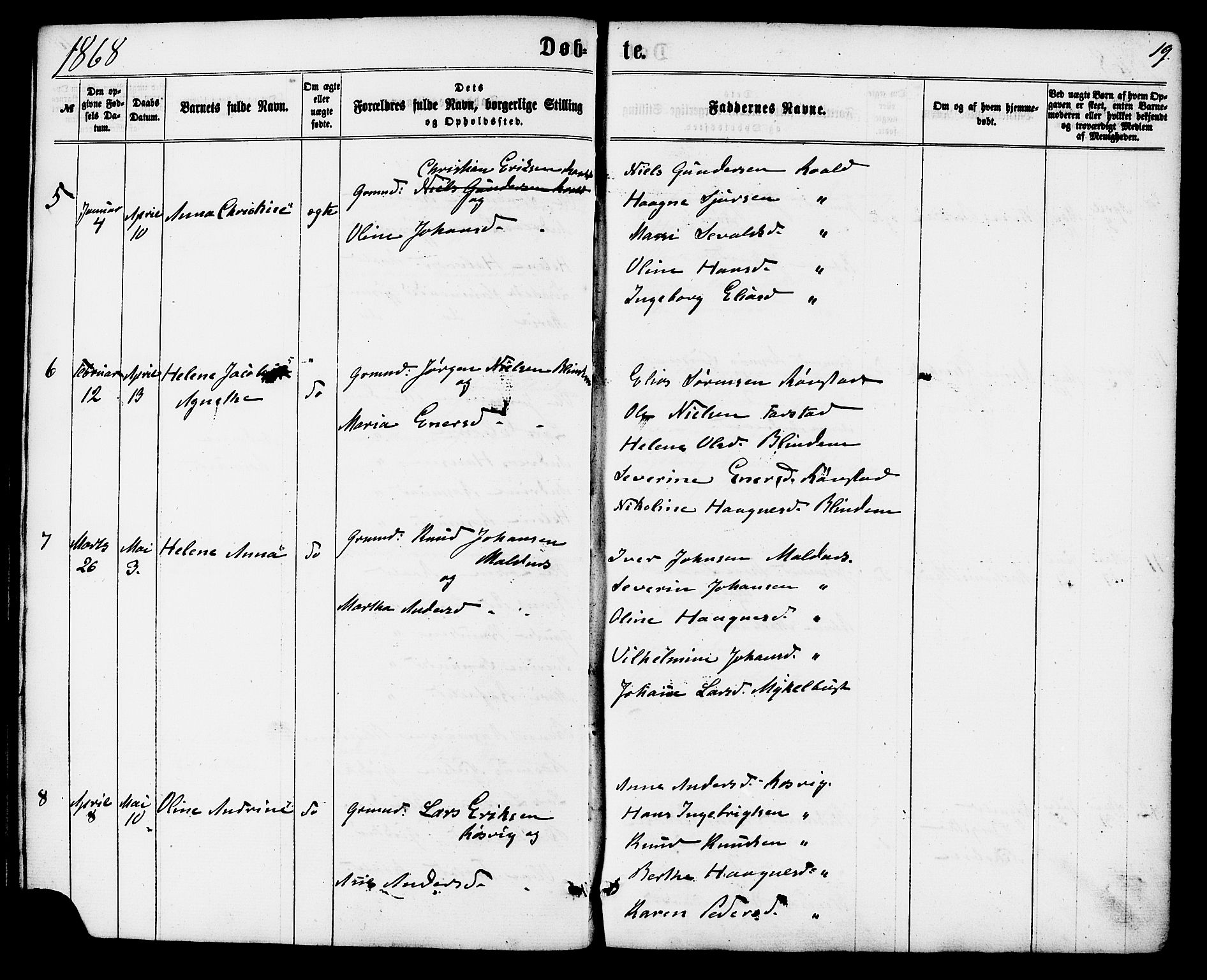Ministerialprotokoller, klokkerbøker og fødselsregistre - Møre og Romsdal, AV/SAT-A-1454/537/L0518: Ministerialbok nr. 537A02, 1862-1876, s. 19