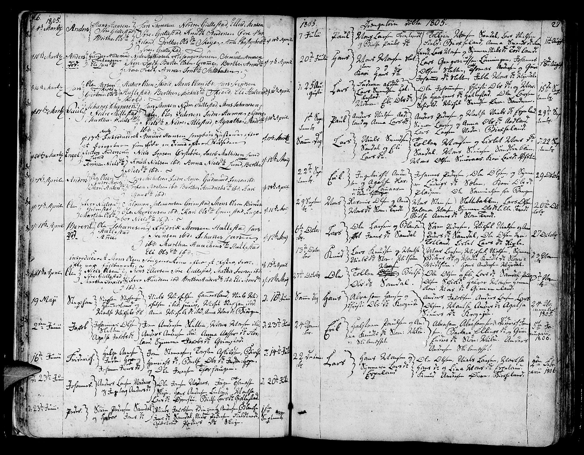 Fana Sokneprestembete, AV/SAB-A-75101/H/Haa/Haaa/L0006: Ministerialbok nr. A 6, 1800-1815, s. 26-27