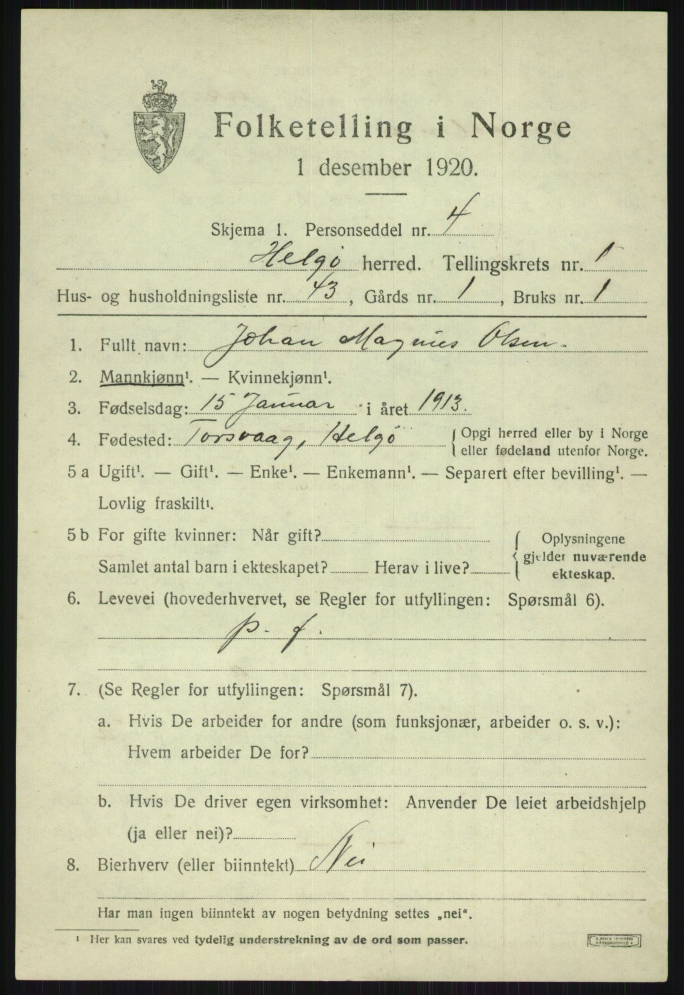 SATØ, Folketelling 1920 for 1935 Helgøy herred, 1920, s. 1106