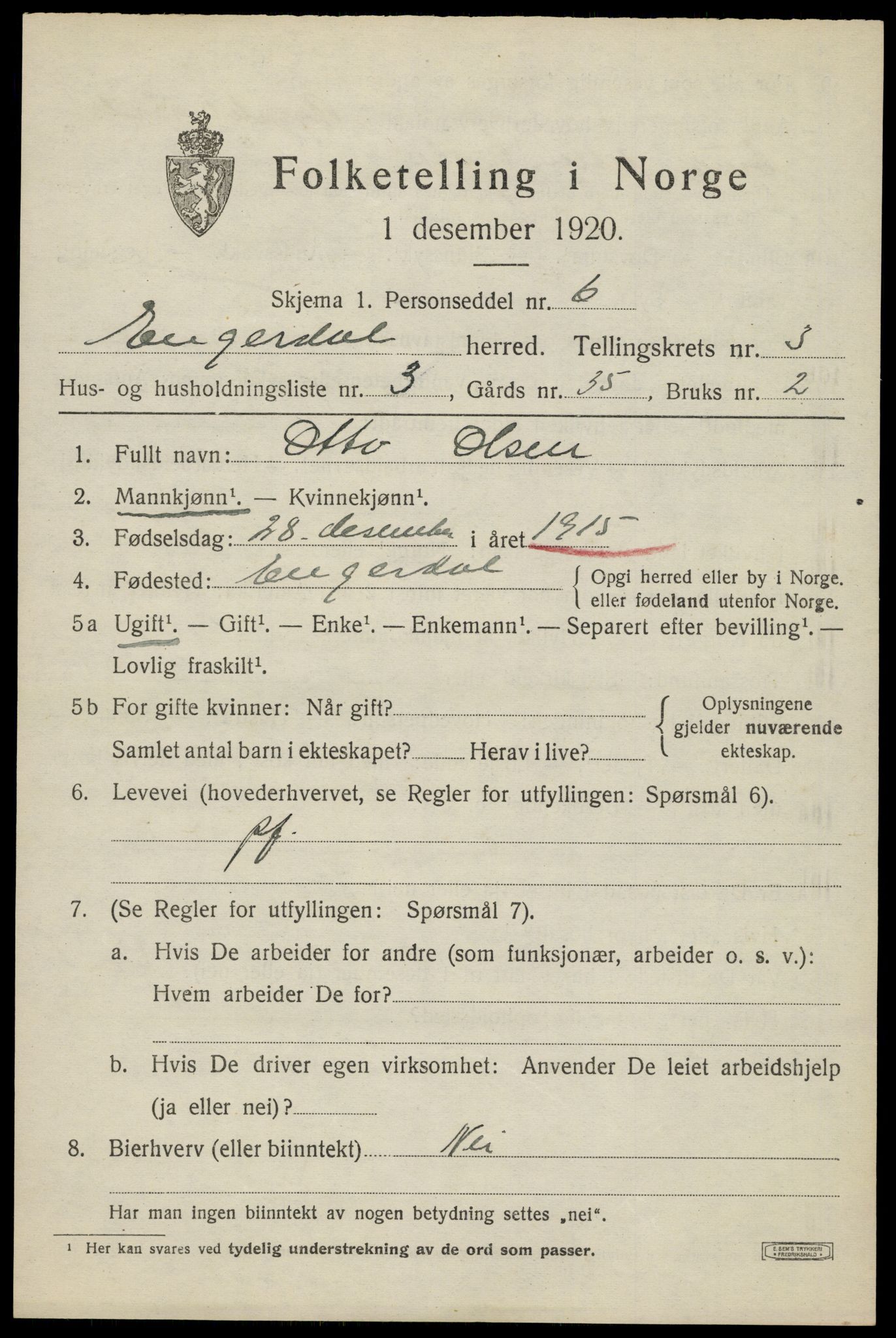 SAH, Folketelling 1920 for 0434 Engerdal herred, 1920, s. 1549
