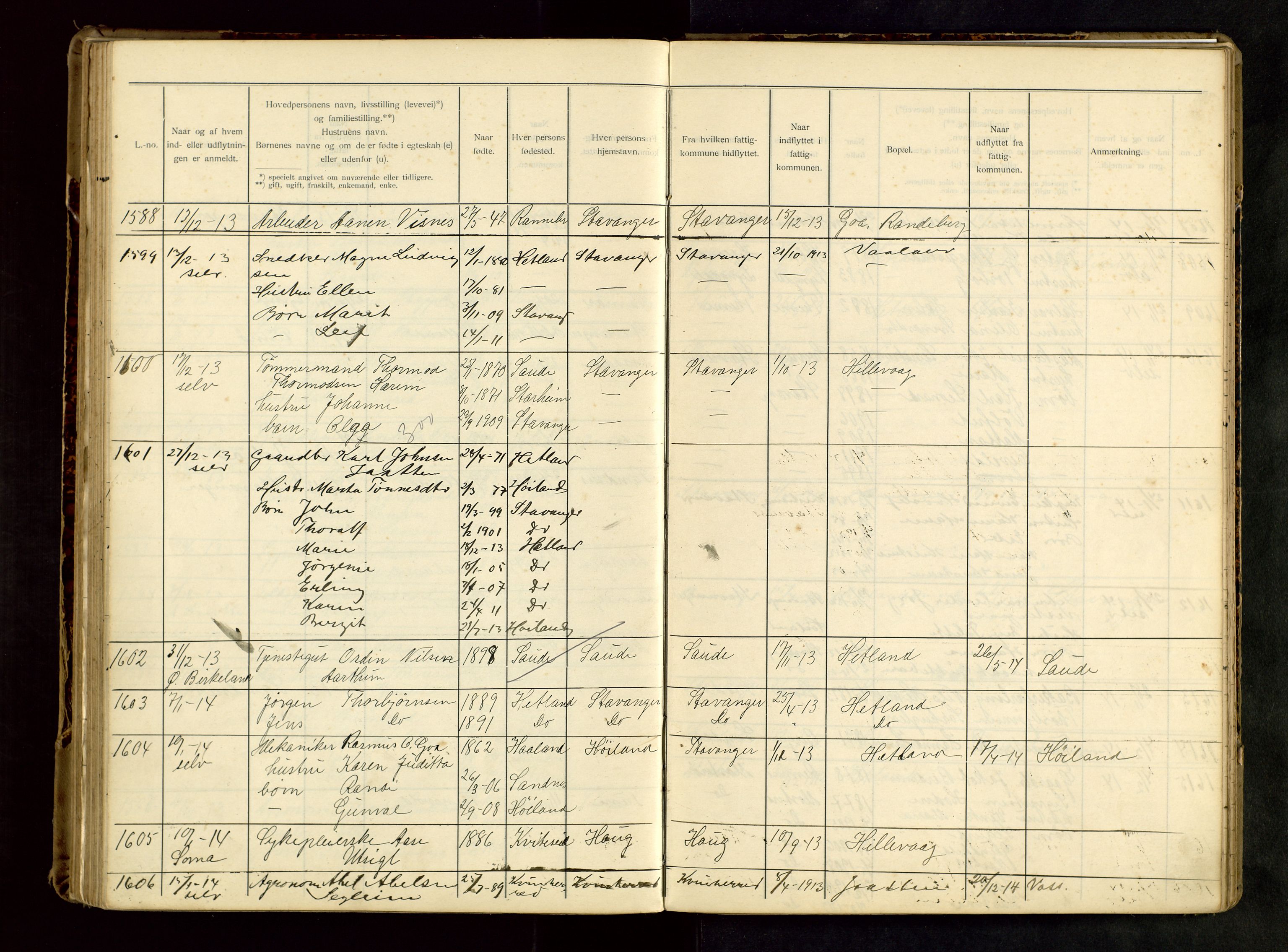 Hetland lensmannskontor, AV/SAST-A-100101/Gwa/L0001: Flytteprotokoll (er delt i to: 1a og 1b), 1901-1918, s. 137