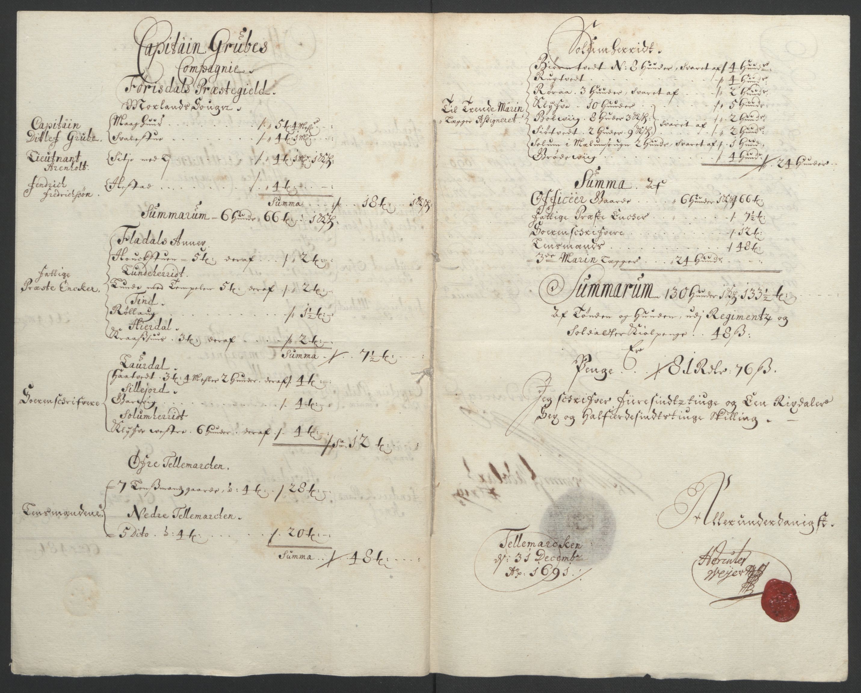 Rentekammeret inntil 1814, Reviderte regnskaper, Fogderegnskap, RA/EA-4092/R35/L2091: Fogderegnskap Øvre og Nedre Telemark, 1690-1693, s. 156