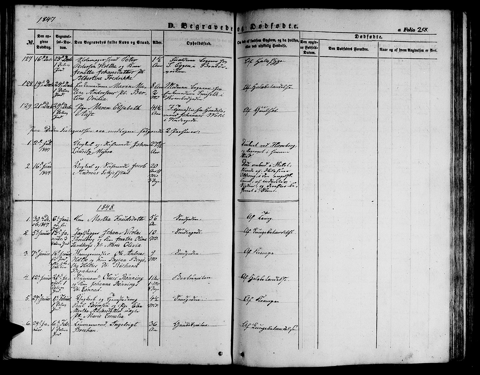Ministerialprotokoller, klokkerbøker og fødselsregistre - Sør-Trøndelag, SAT/A-1456/602/L0137: Klokkerbok nr. 602C05, 1846-1856, s. 258