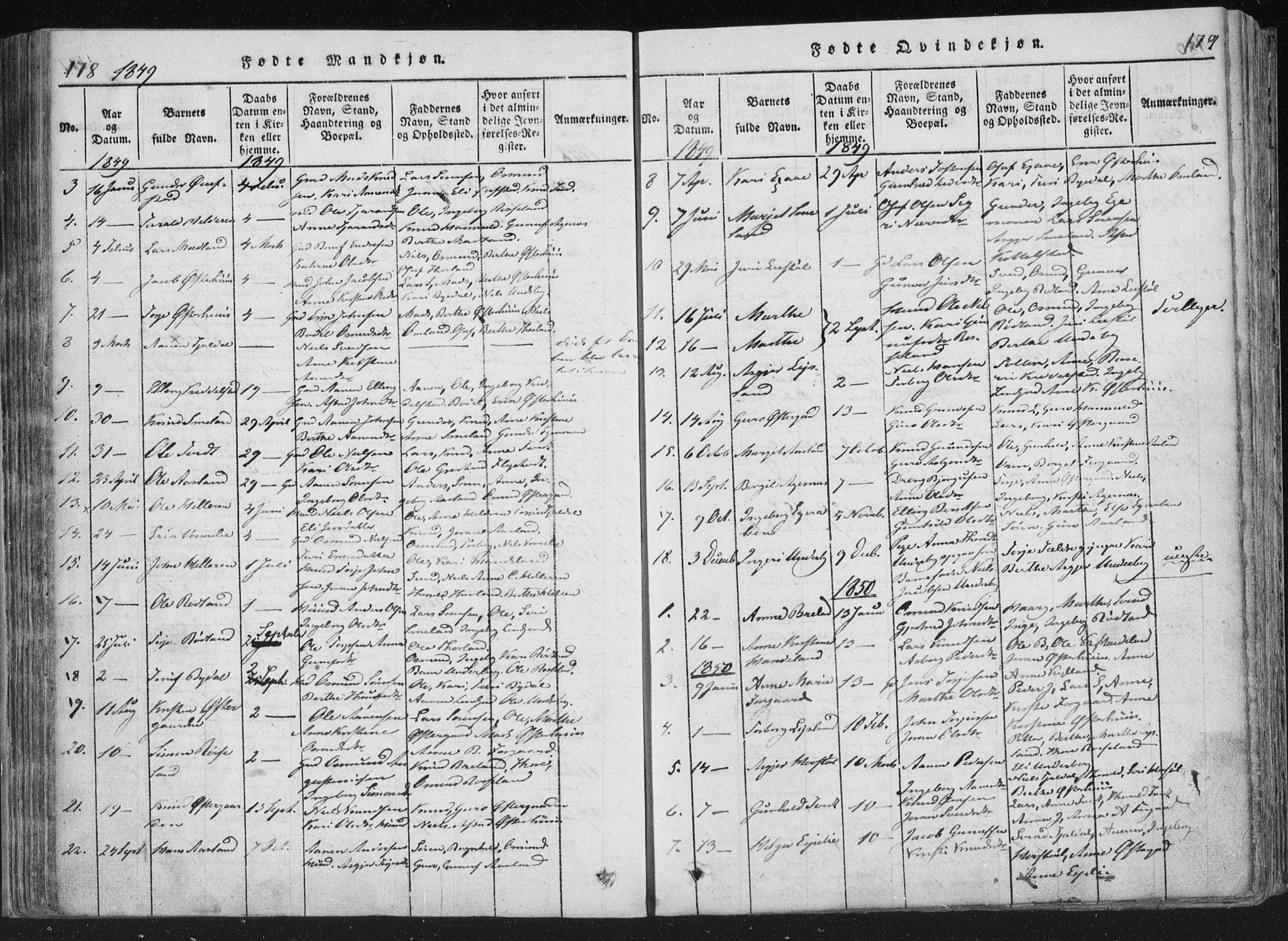 Åseral sokneprestkontor, AV/SAK-1111-0051/F/Fa/L0001: Ministerialbok nr. A 1, 1815-1853, s. 178-179