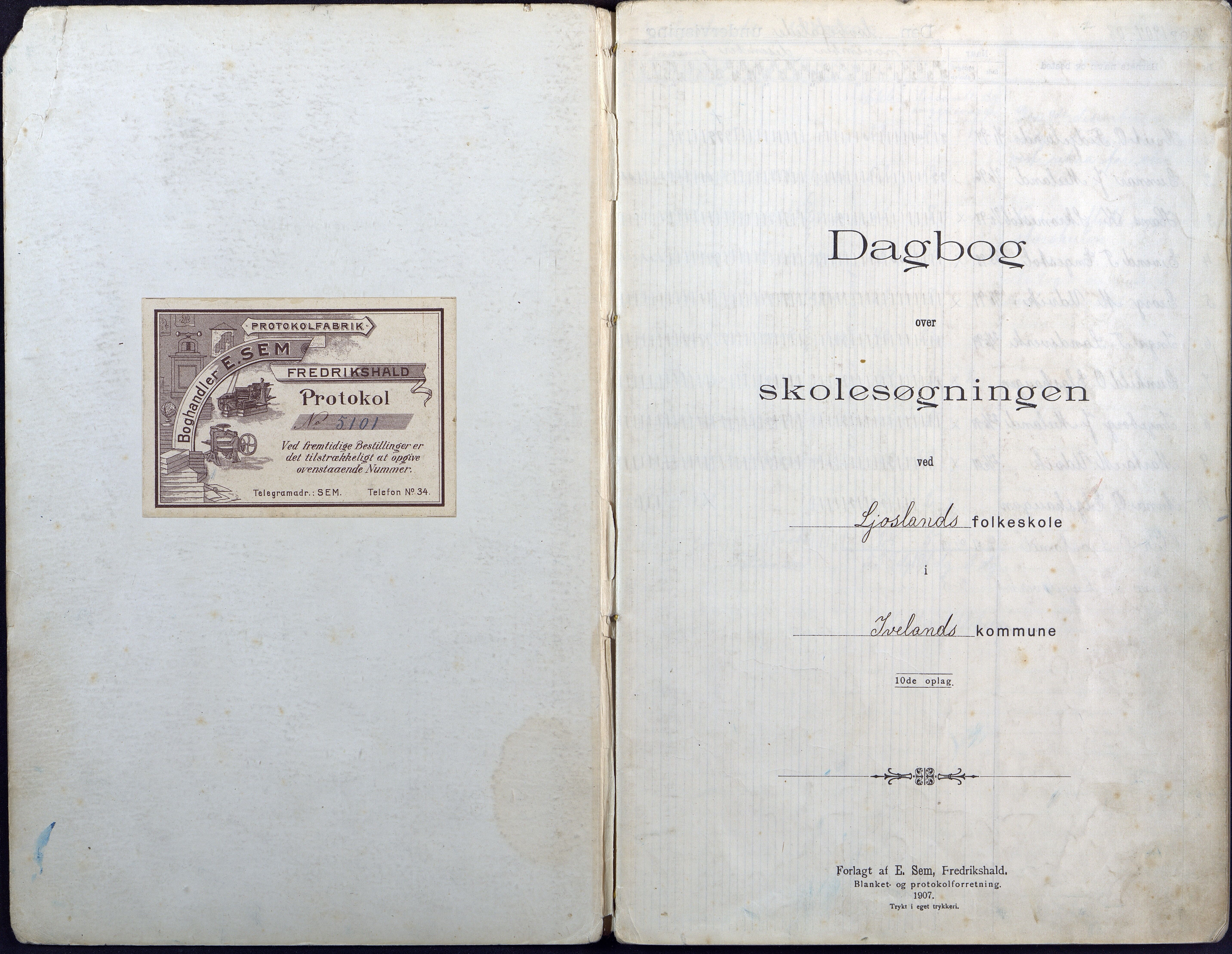 Iveland kommune, De enkelte kretsene/Skolene, AAKS/KA0935-550/A_7/L0004: Dagbok for Ljosland skole, 1907-1954